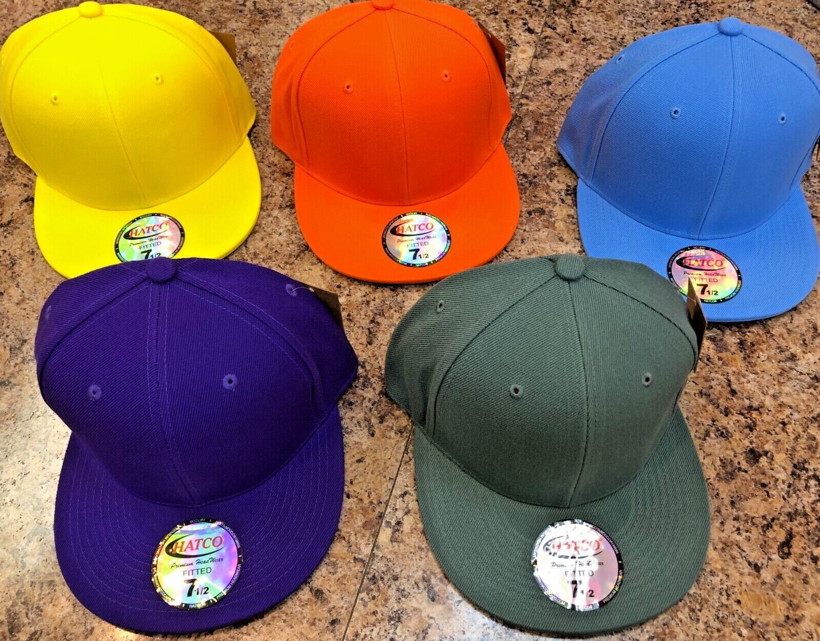 Original Plain Solid Color Fitted Cap w/Flat Bill Baseball Cap Premium Blank Hat