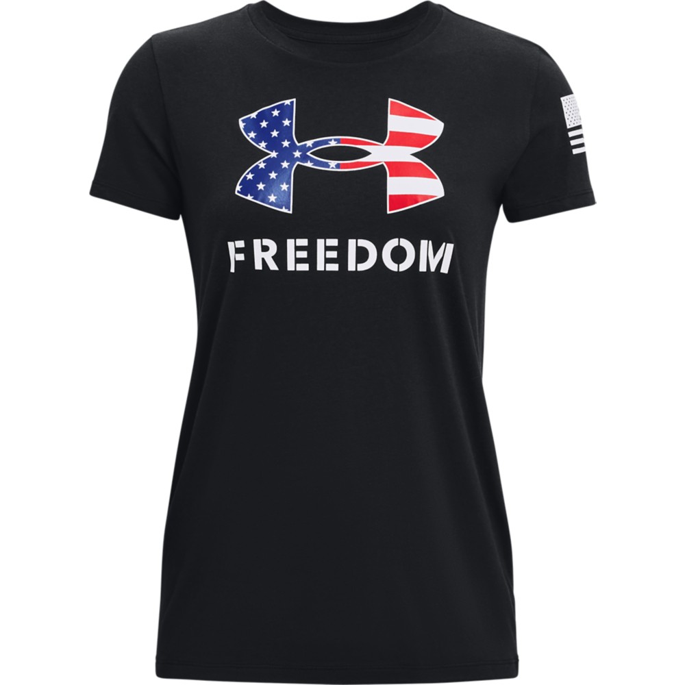 Under Armour 1370815 Women’s UA Freedom Logo T-Shirt, Black/White, Small