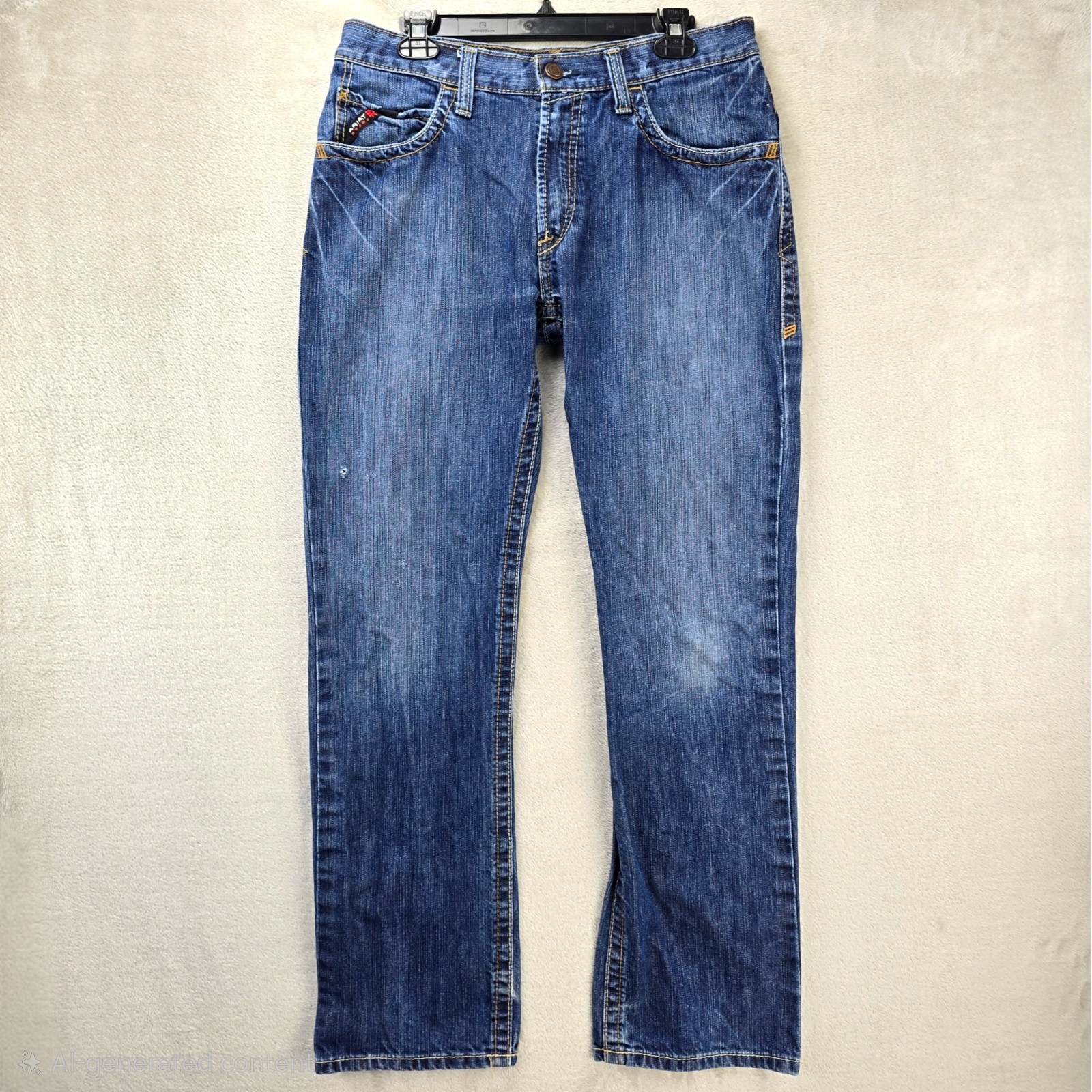Ariat Work FR M4 Low Rise Boot Cut Jeans Mens 33×34 Blue Flame Resistant CAT 2