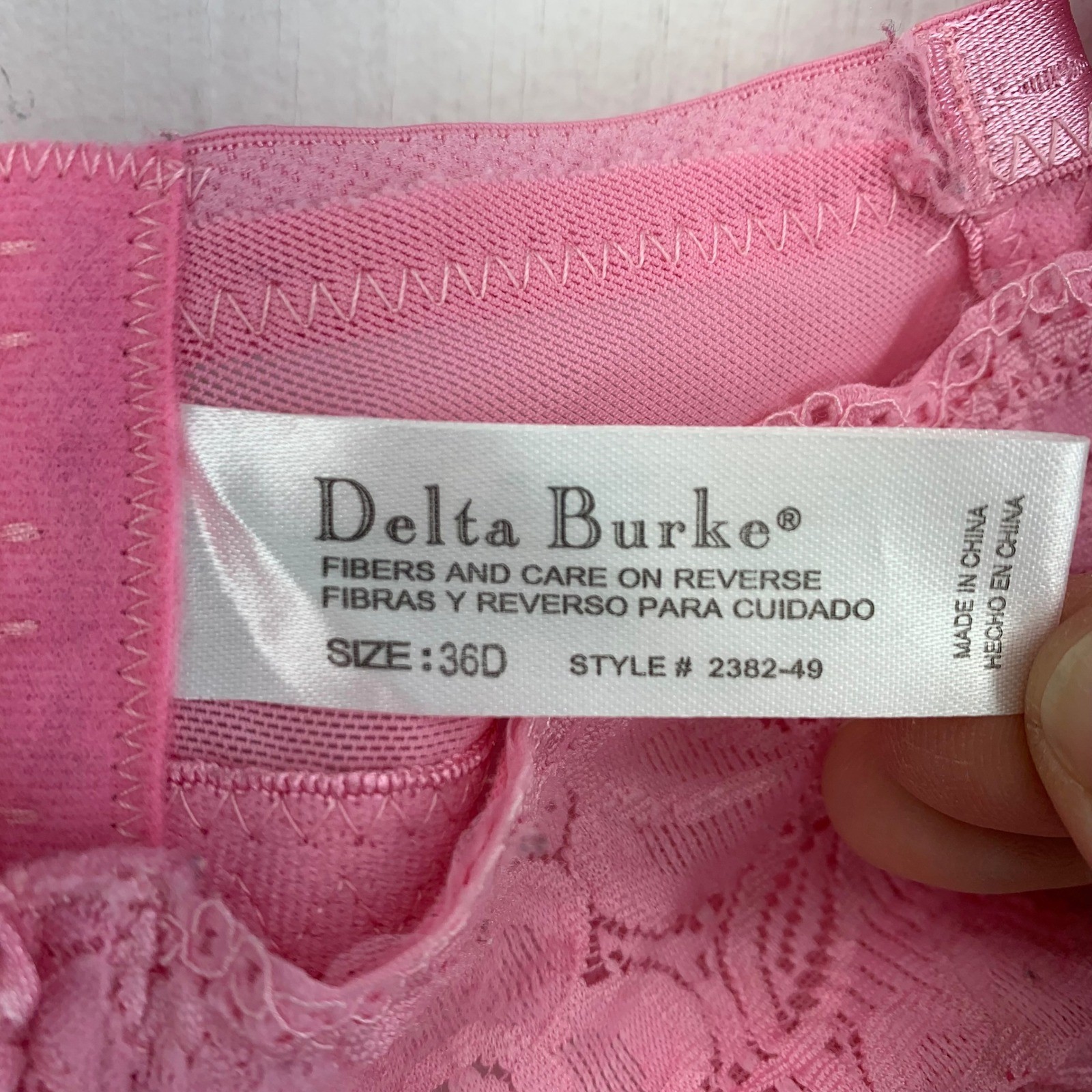 Delta Burke Womens Pink Floral Lace Underwire Bra Full Coverage 36D 2382-49