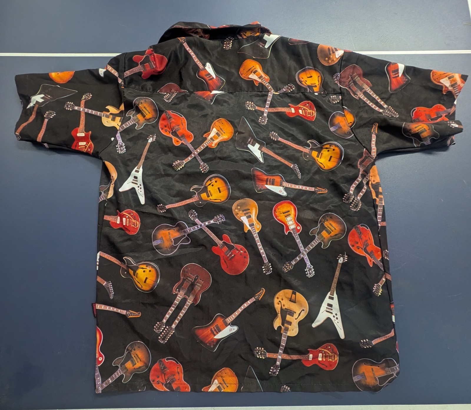 Vintage Gibson Guitars Tour Wear Button Short Sleeve Shirt Size Medium