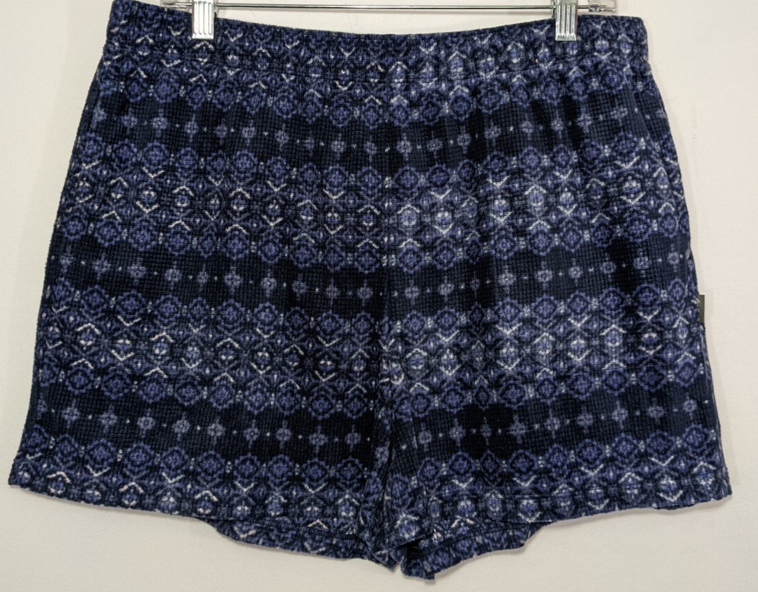 NWT Eddie Bauer Womans Blush Geo Blue Fleece Sleepwear Shorts Size L