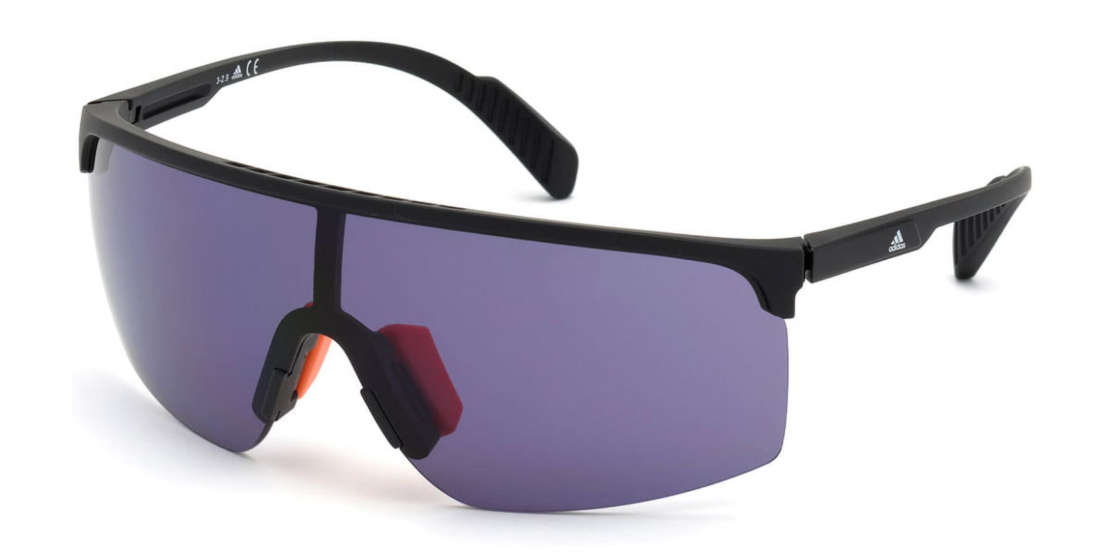 Adidas SP0005 02A Matte Black Plastic Half-Rimless Sunglasses Frame 137-135
