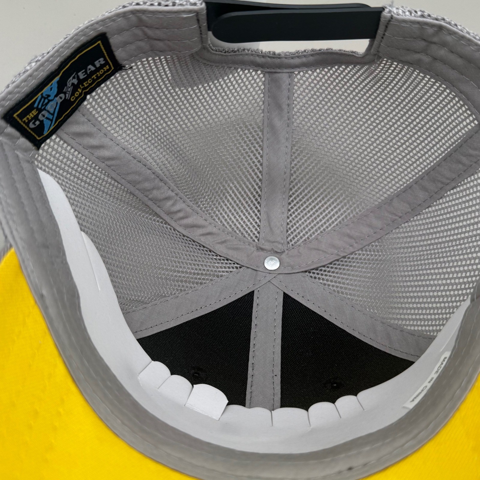 Goodyear Trucker Hat Winged Foot Logo Snapback Mesh Black Gray Yellow Mens OSFA