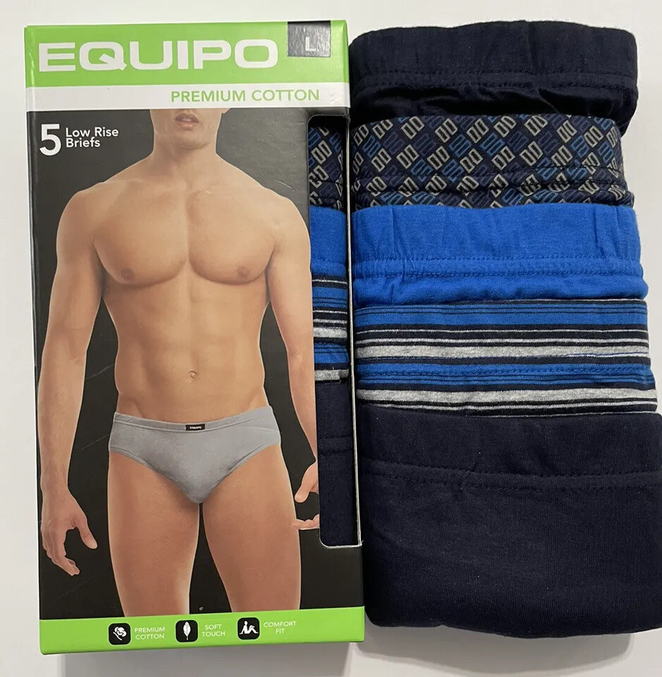 Men’s Equipo 5-pack low rise Briefs (Assorted Blue) NO FLY