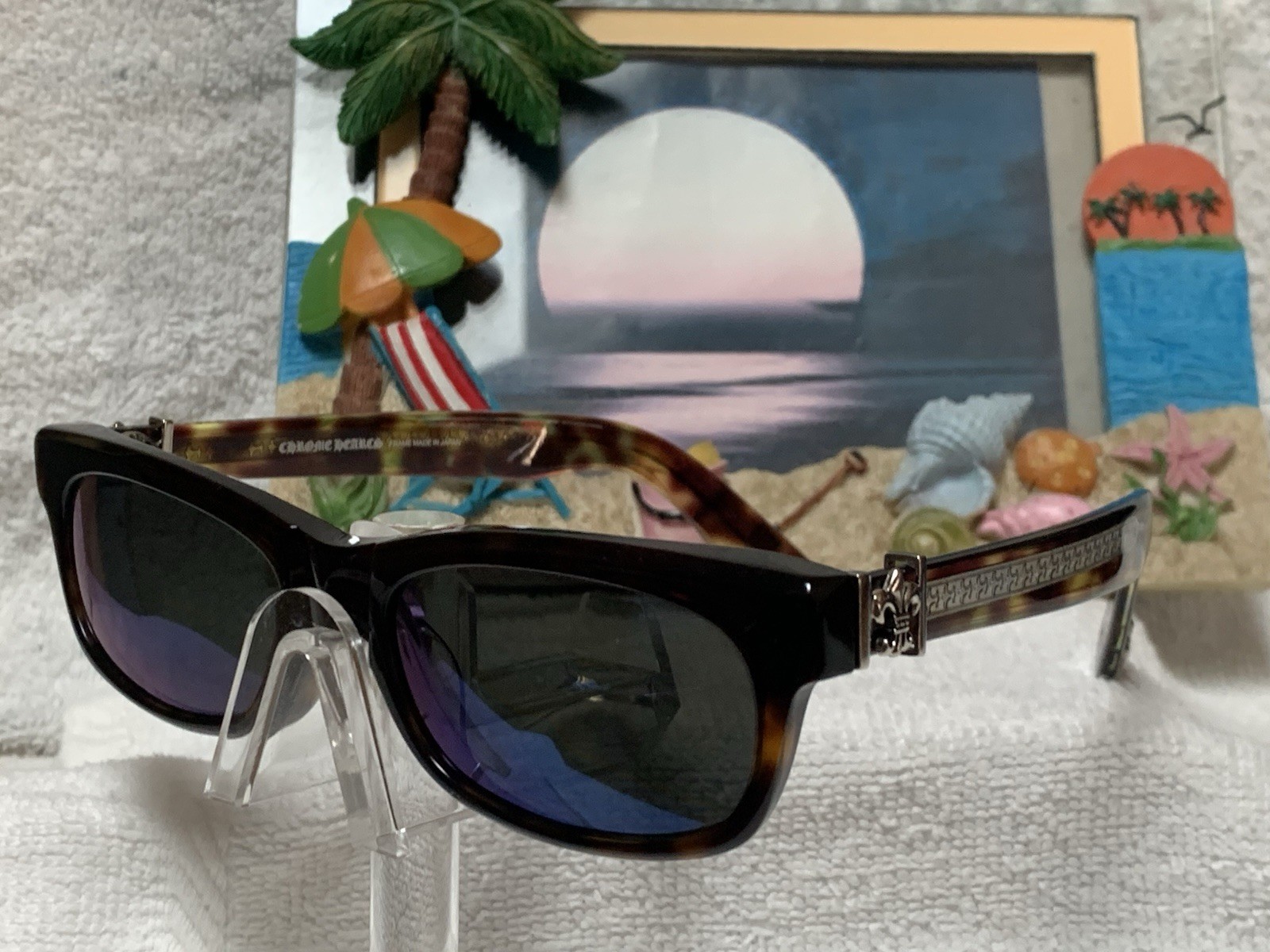 Chrome Hearts (Replica) Style Splat 55-17 Polarized Gray w/Blue mirror NEW