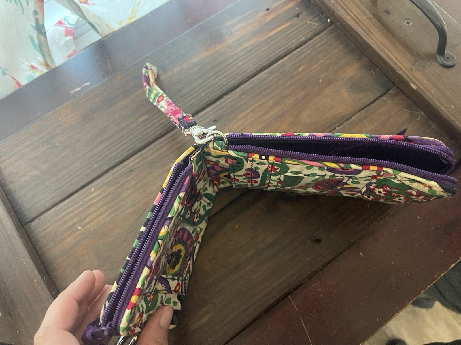 Vera Bradley Floral Bamboo Top Handle Bag Magnetic Closure + Wristlet