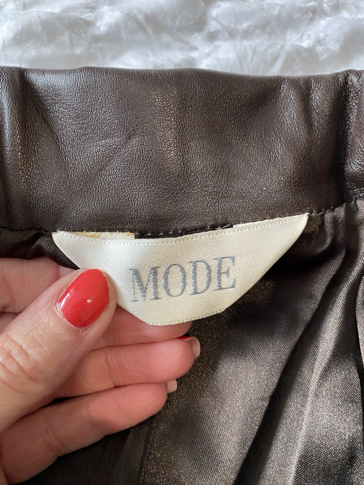 Mode Vintage Ladies Brown Leather Longline Jacket UK 10