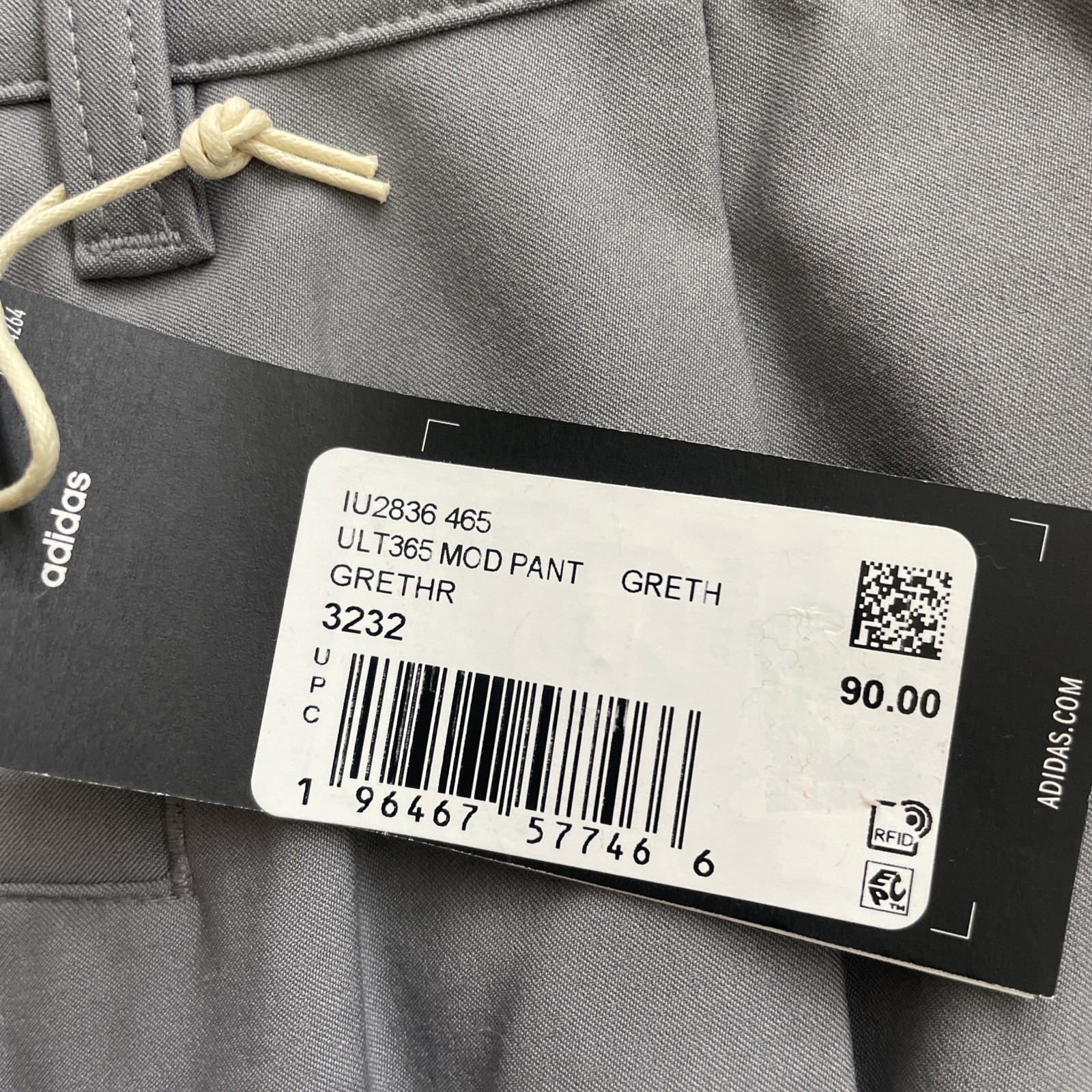 Adidas Mens Ultimate 365 Gray Golf Pants Tag Sz. 32X32 Measures 34WX32L See De