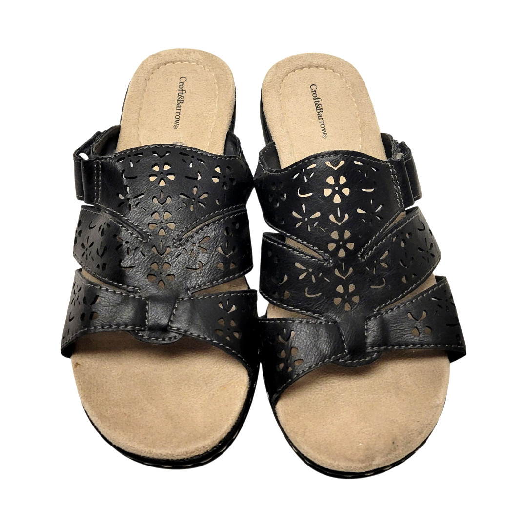 CROFT & BARROW Womans BLACK Slip Slide On Shoes Mules NON SLIP size 8