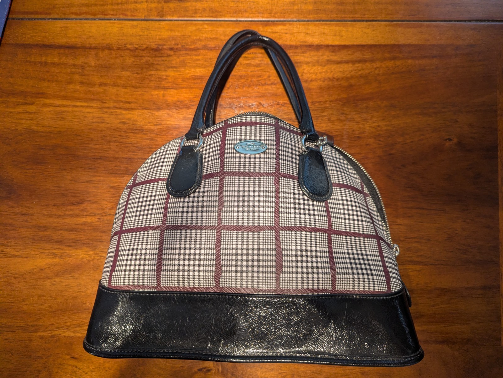 Coach Peyton Handbag Glen Cora Canvas Plaid Pristine Check Description