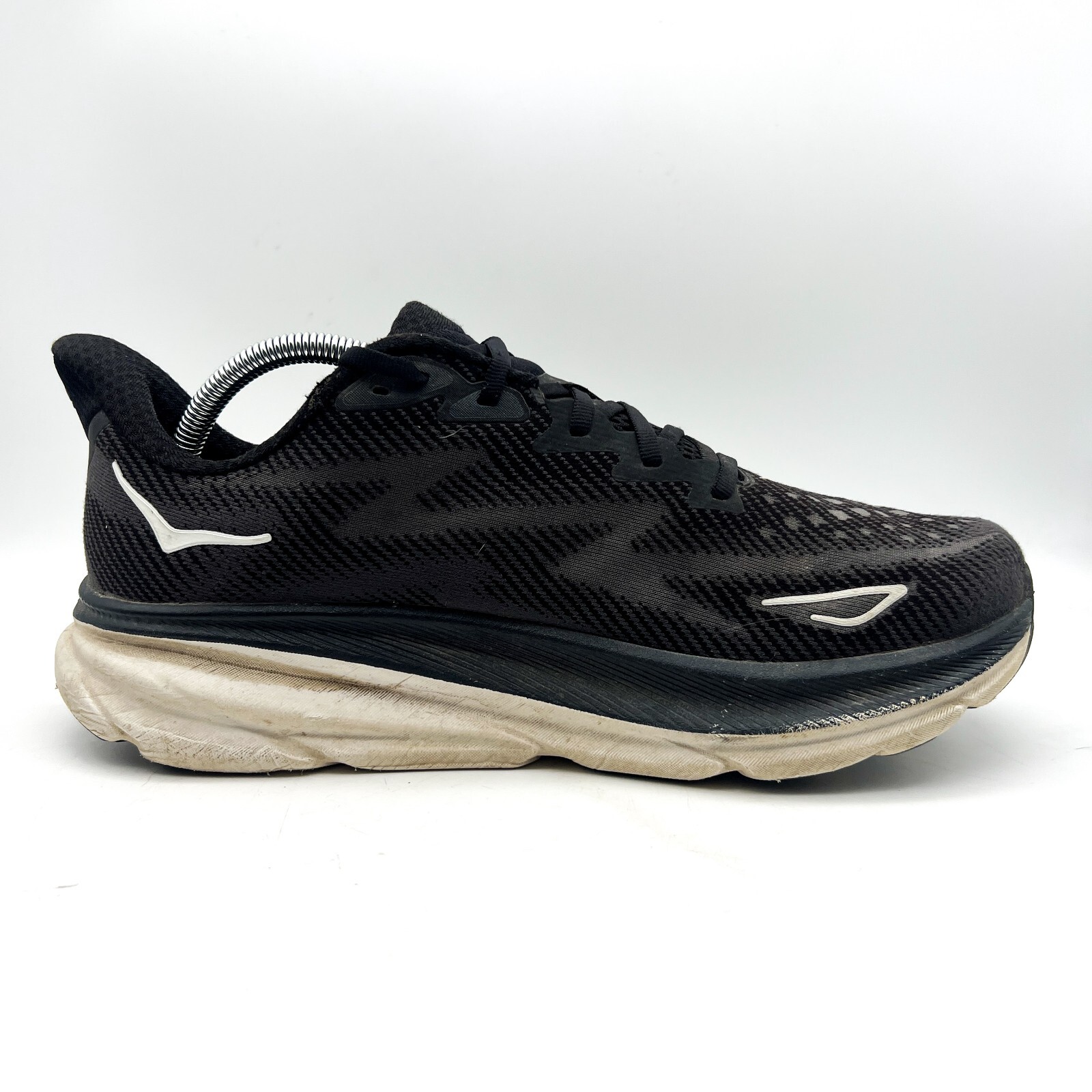 Hoka One One Clifton 9 Mens Size 10.5D Black White Running Shoes 1127895 BWHT