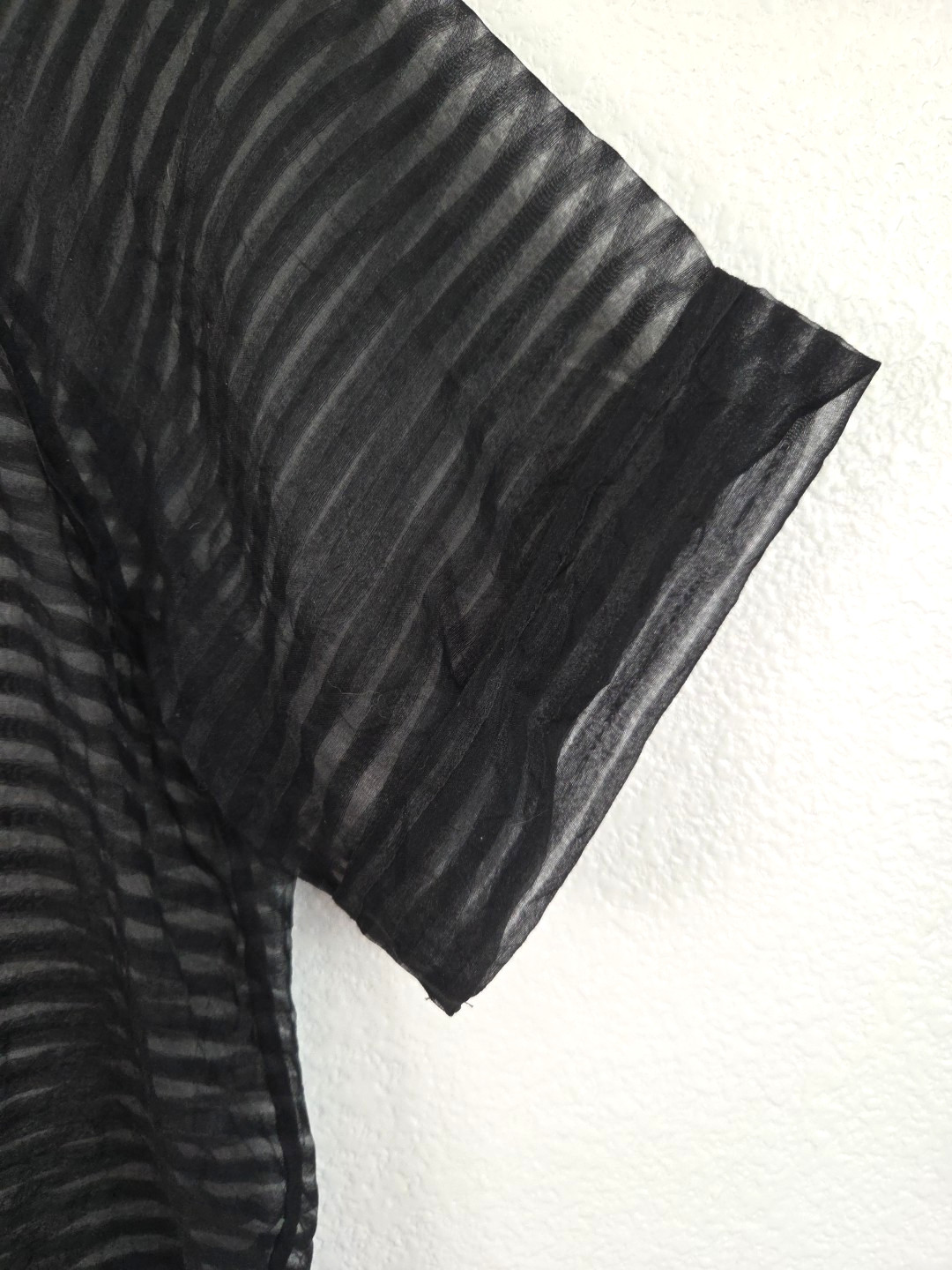 IRO Paris Sheer Black Silk Blend Boxy Top Women’s Striped Textured EU 36 US 4