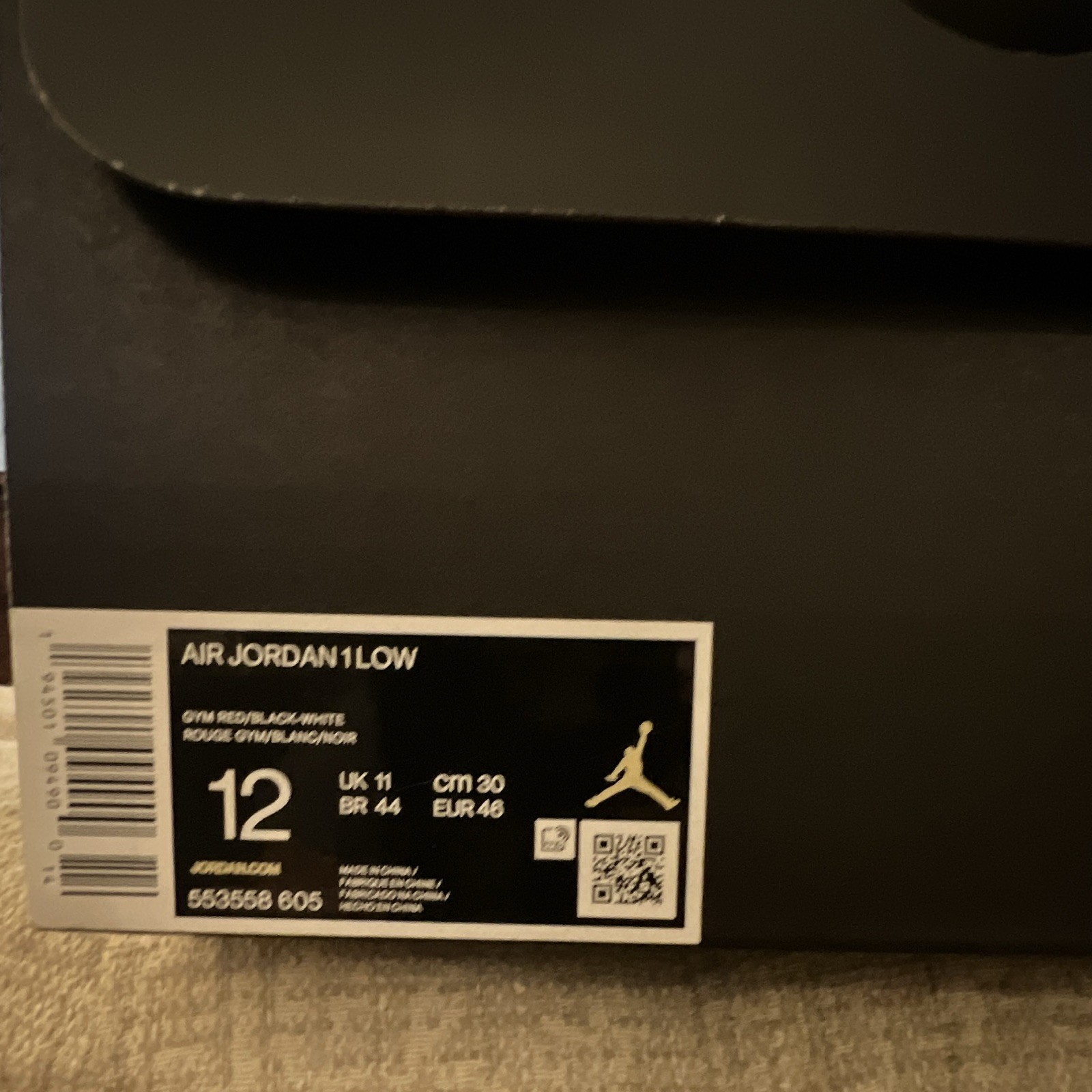 Jordan Air Jordan 1 Low Reverse Bred Gym Red Black White Sneaker 553558-605