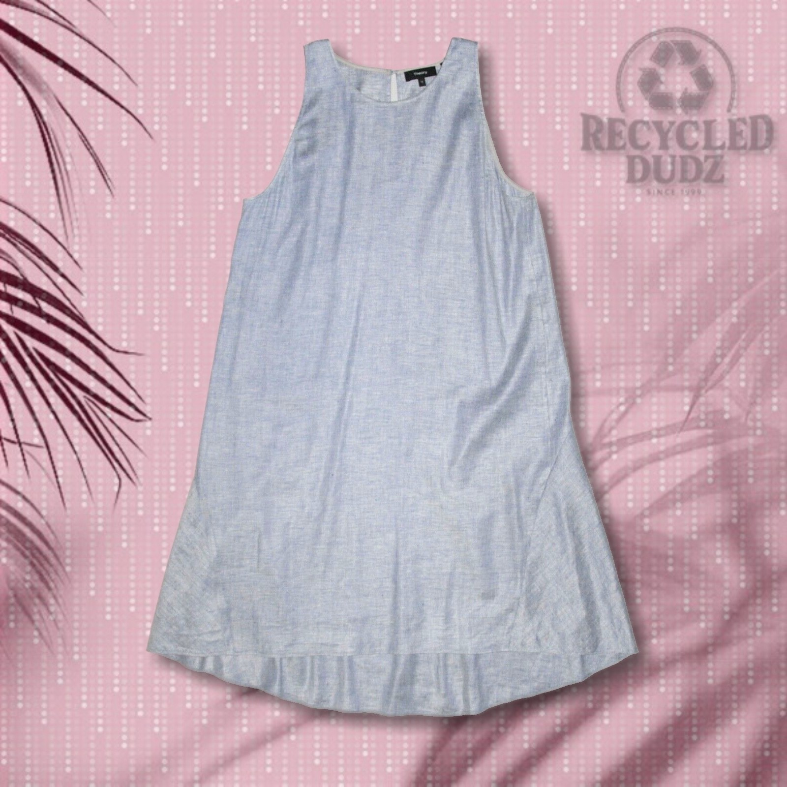 Theory sz 10 Alderdale Linen Blend Sleeveless Shift Dress Simple Blue Summer
