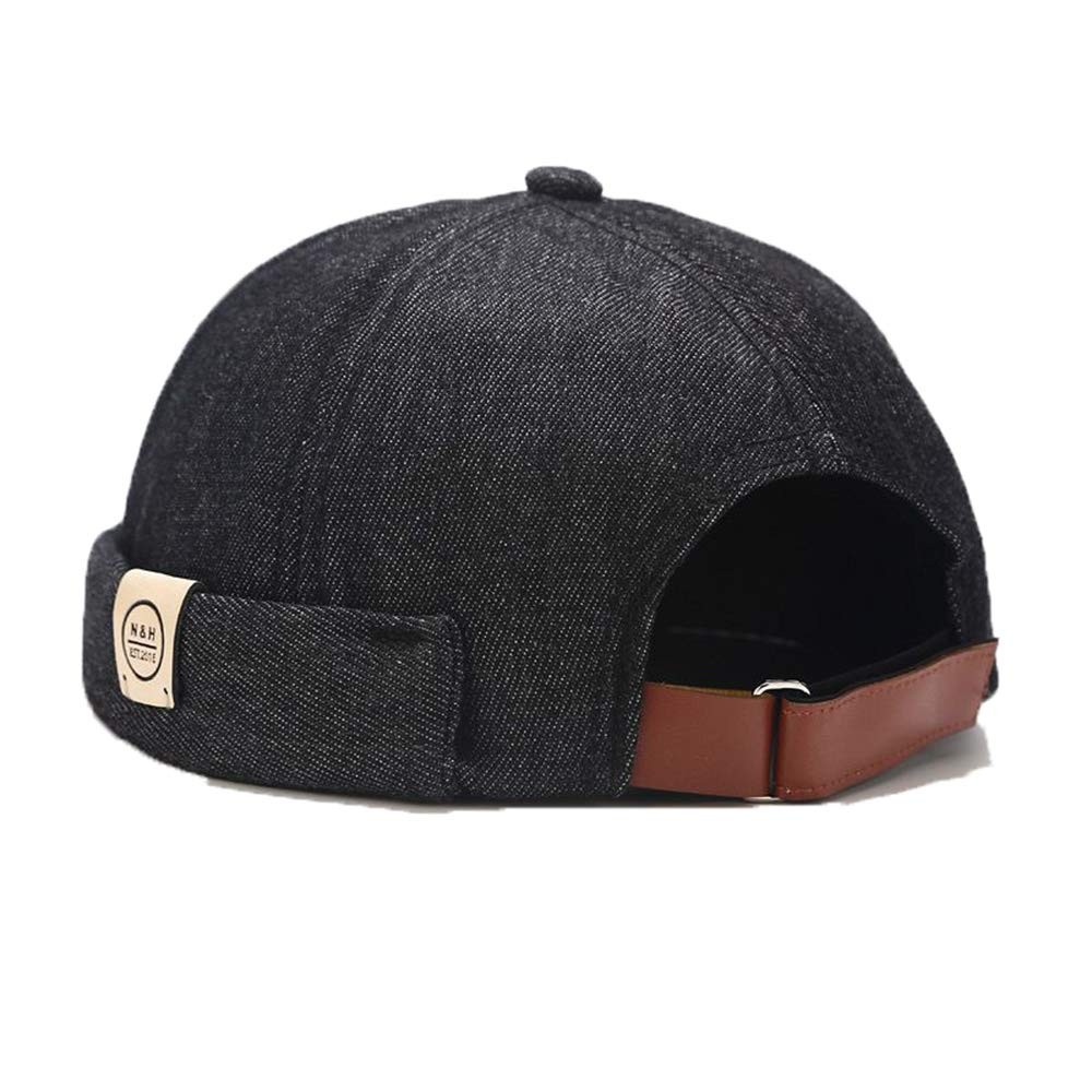 Docker Cap Men Brimless Hats Beanie Rolled Cuff Retro Sailor Hat with Adjustable