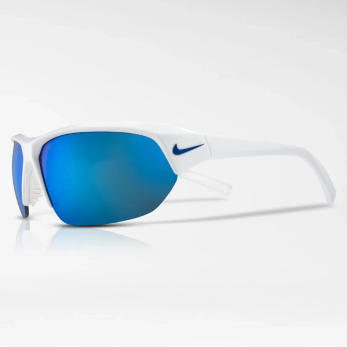 NEW NIKE EV1125 104 White & Blue SKYLON ACE Sunglasses with Blue Mirror Lenses
