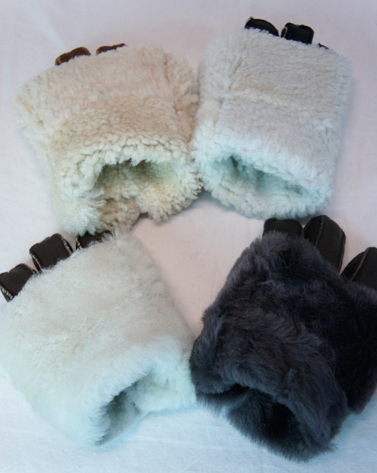 4 COLORS REAL GENUINE SHEEPSKIN SHEARLING LEATHER GLOVES UNISEX Fur Winter S-2XL