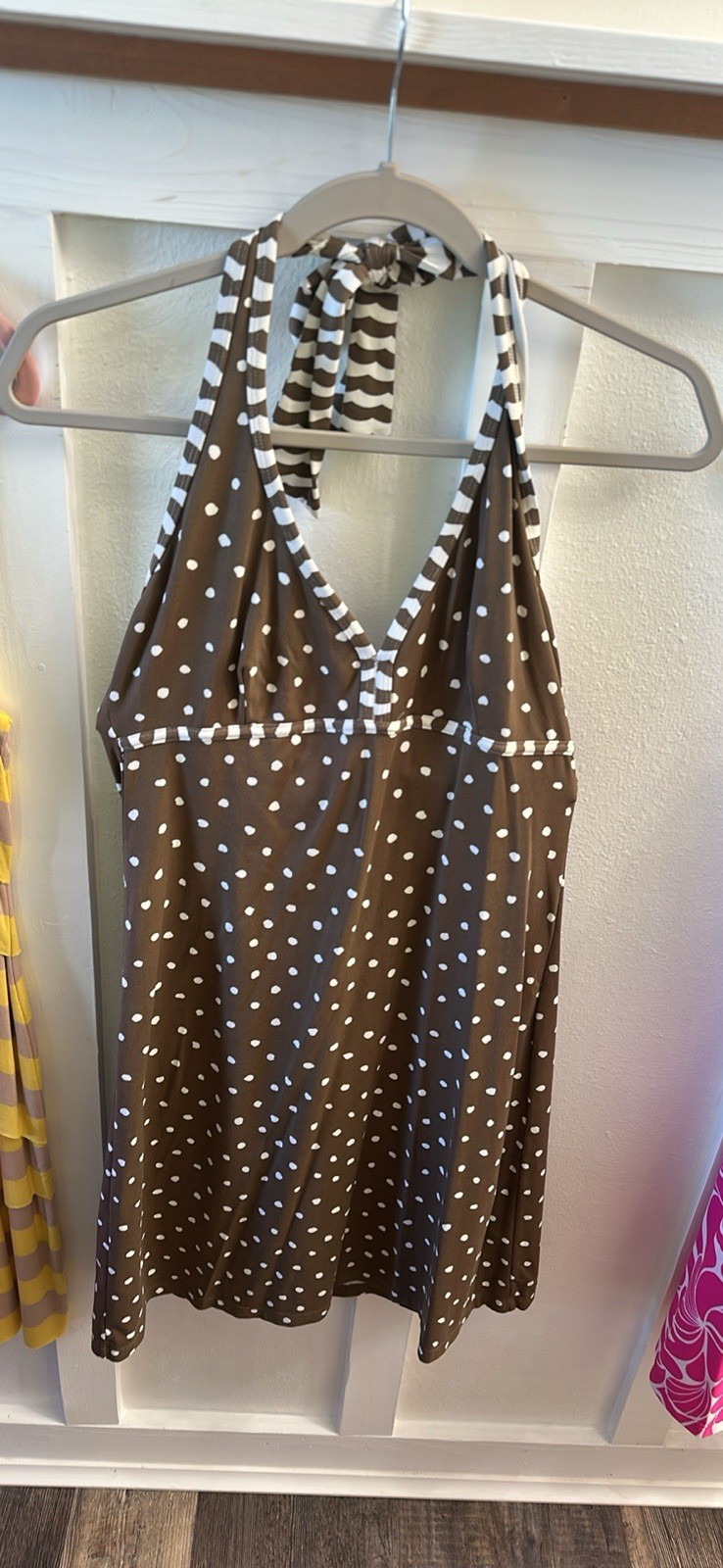 Tommy Bahama brown poke a dot summer dress Small pretty woman style