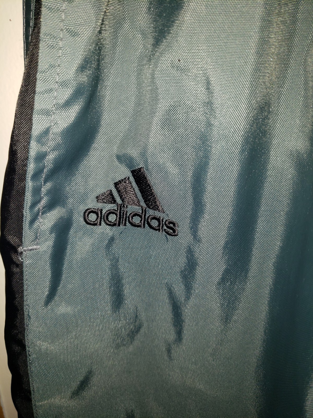 Adidas nylon vintage windbreaker track pants charcoal grey adult XL inner lining