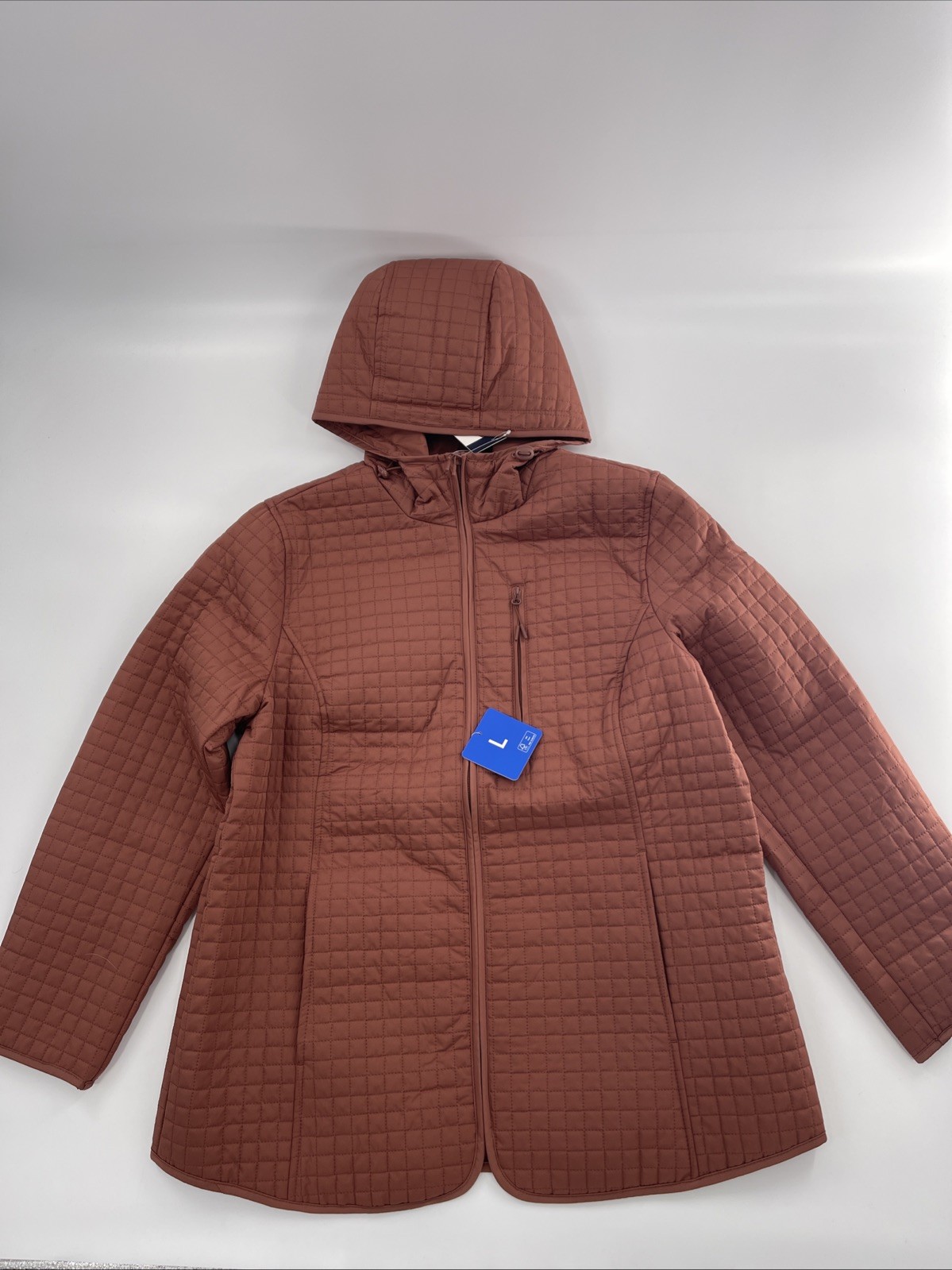Lands’ End Women’s Inside Pocket Adjustable Hood Quilted Jacket, Red, Size L