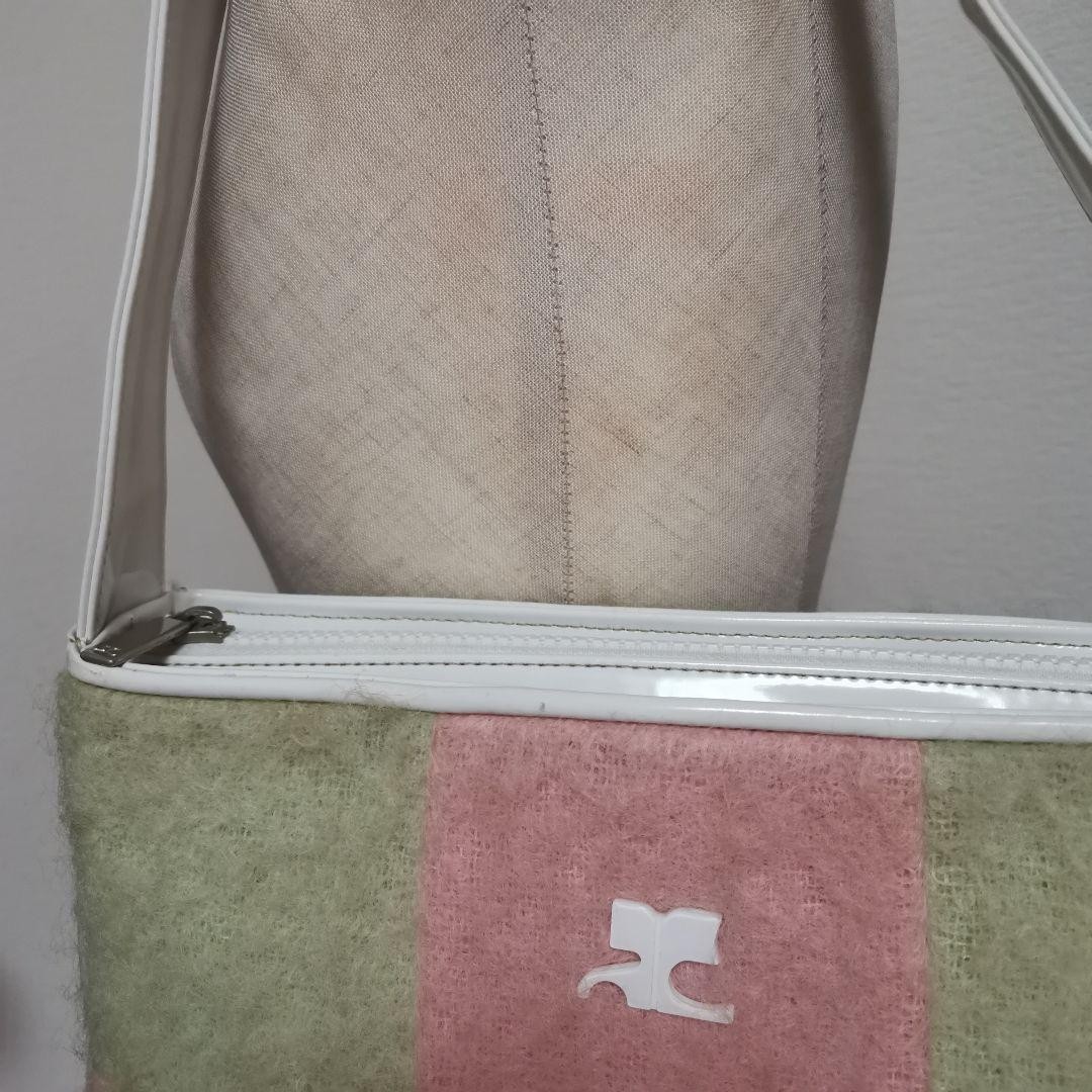 Courreges One Shoulder Bag Green Pink 10.6 inch