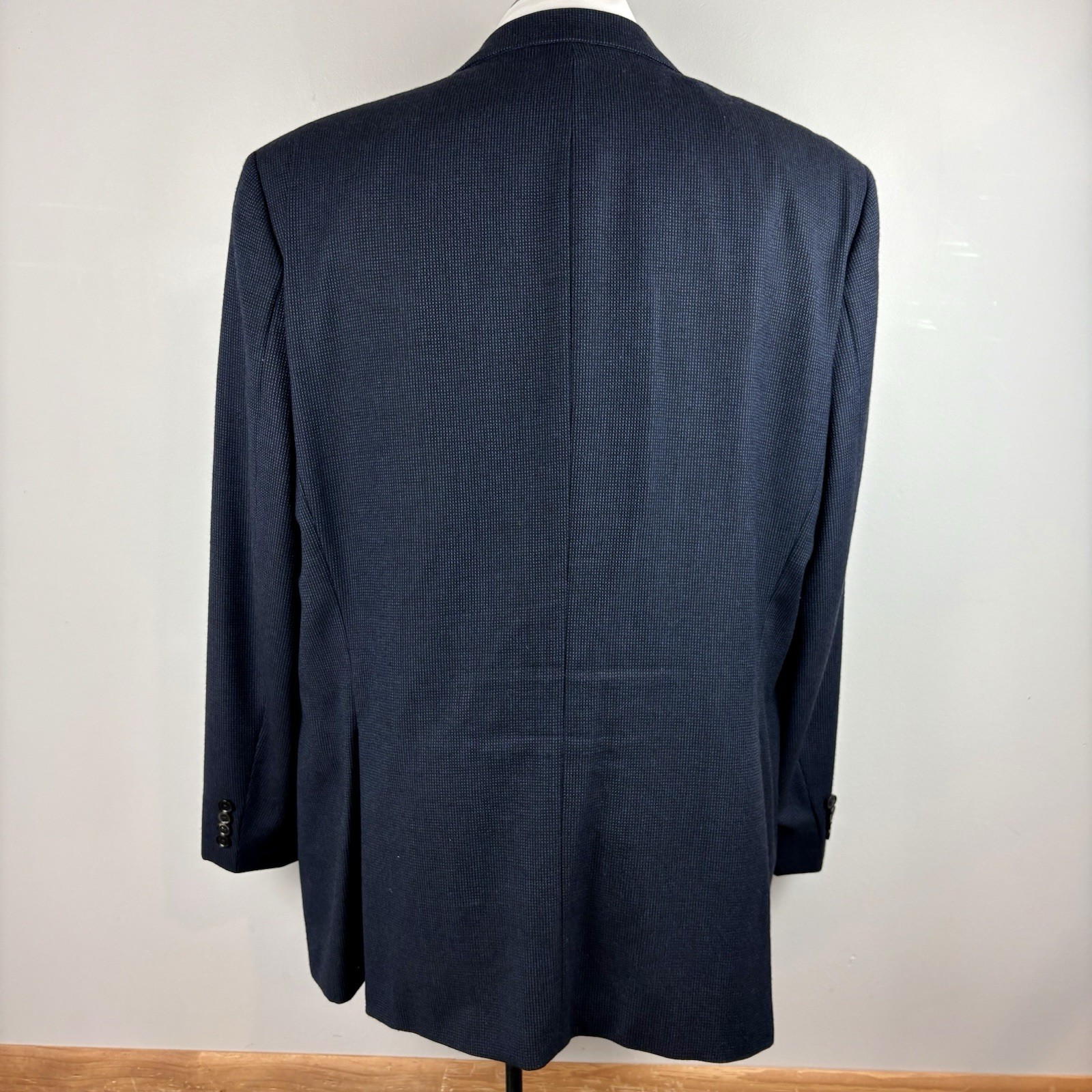 Hugo Boss Pasolini 48L blue black nailhead wool cashmere sport coat