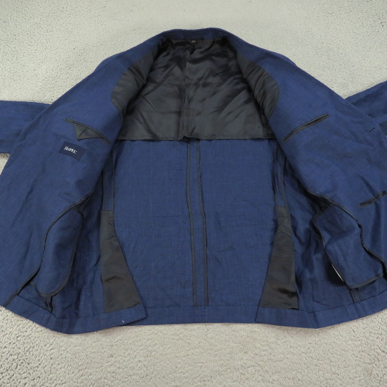 Haspel Blazer 46R 100% Linen Summer Unstructured Blue Sport Coat Jacket 1/2 Line