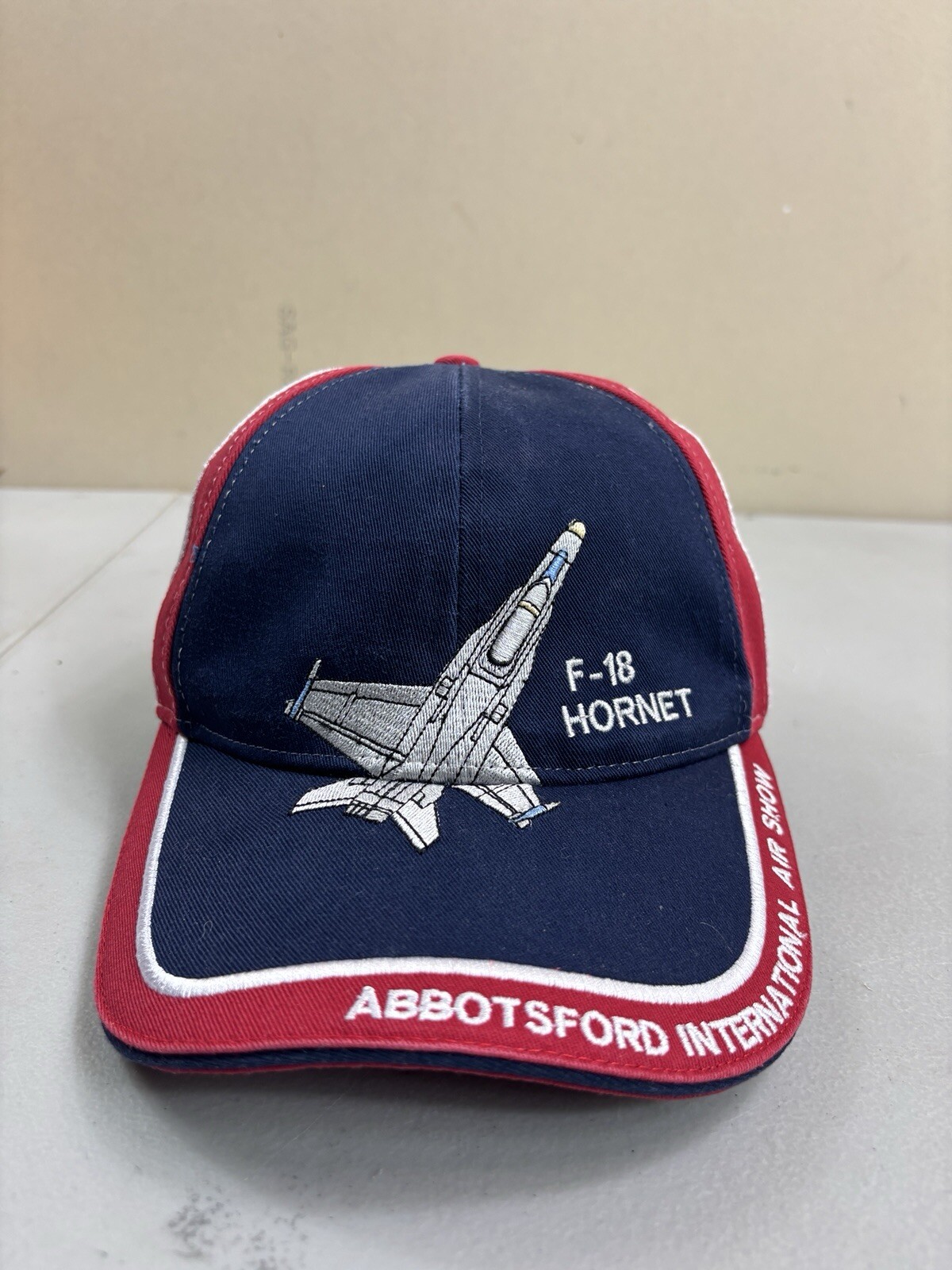 F-18 Hat US Air Force Strap-back Cap Red White Blue Mesh Back Abbotsford Show