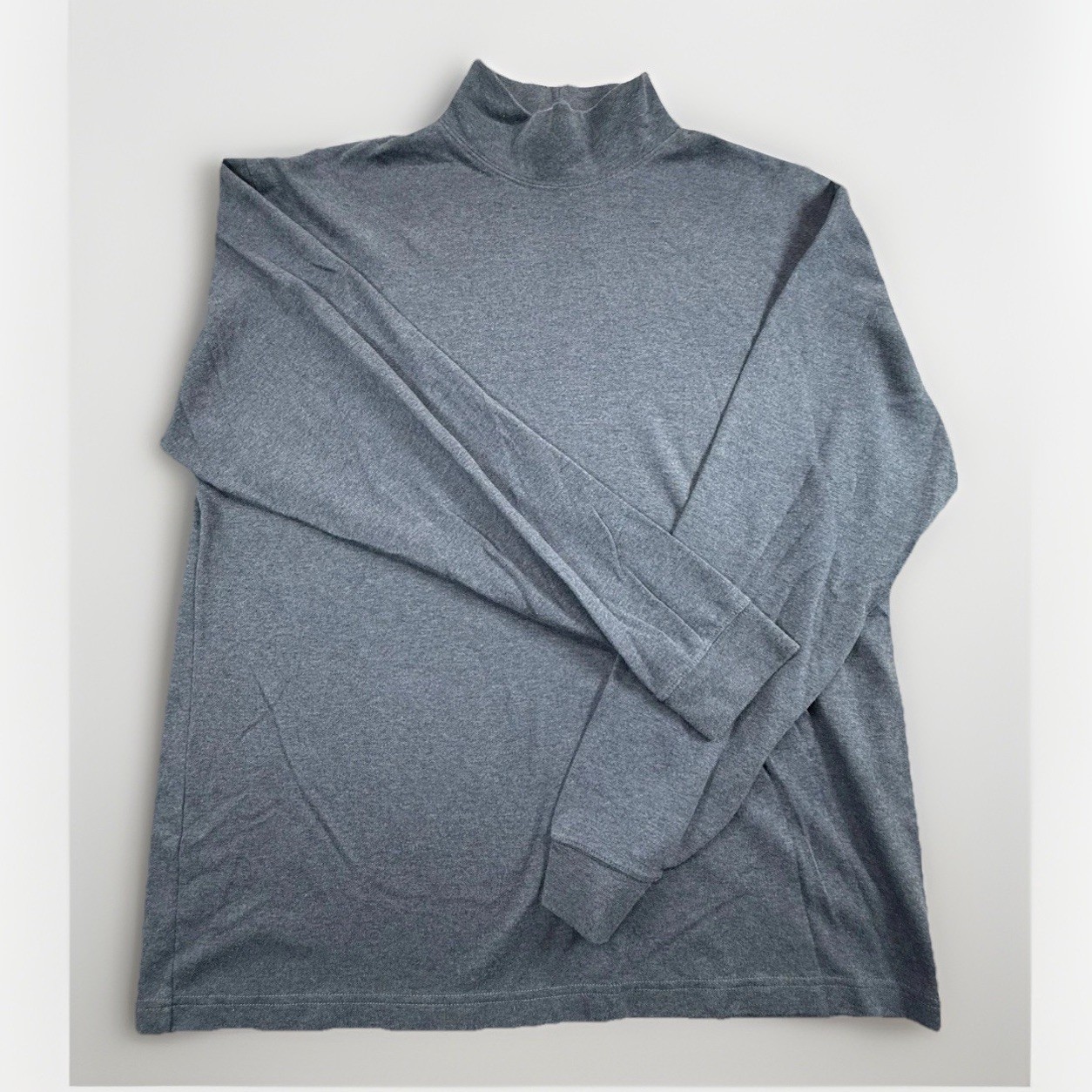 LL Bean Mens Large Turtleneck Shirt Long Sleeved Blue Pullover
