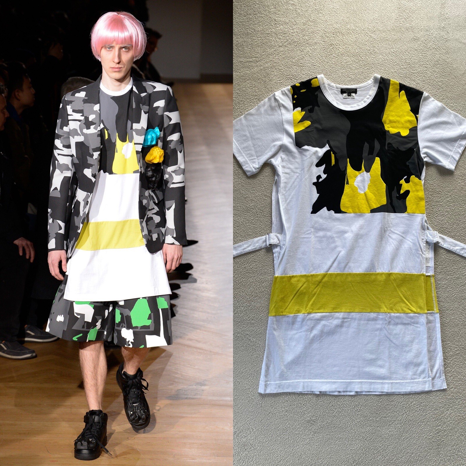 Comme des garcons Homme Plus men Punk Bondage Side Slit Buckle Long T-shirts S