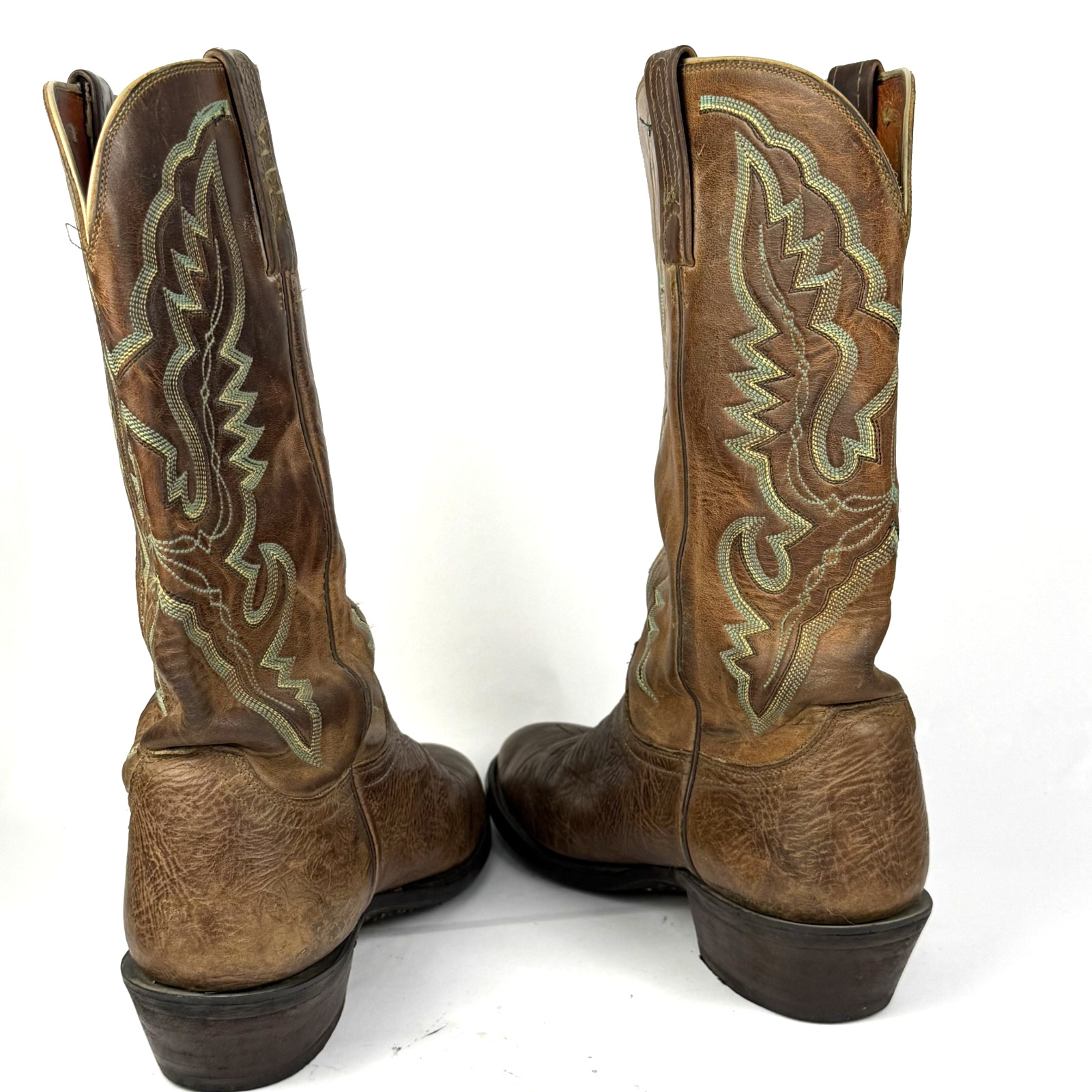 Lucchese 2000 Brown Bullhide Leather Round Toe T3253R Mens Cowboy Boots sz 9.5D