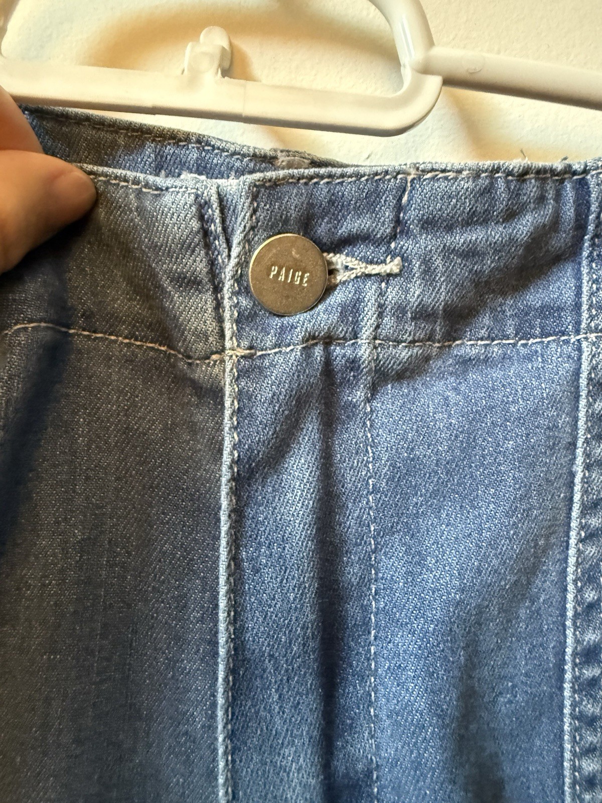 Paige Women’s Mayslie Blue Denim Jogger Jeans Cargo Pocket Stretch Sz 31