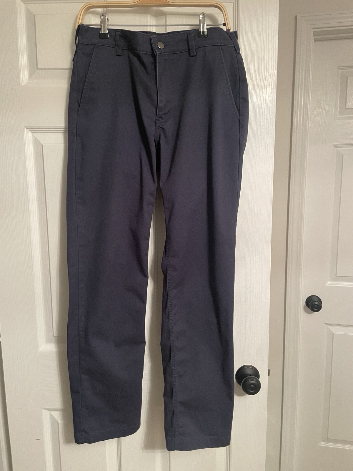 40 Grit Men’s Blue Twill Chino Pants Slim Straight 32W Flat Front Pockets