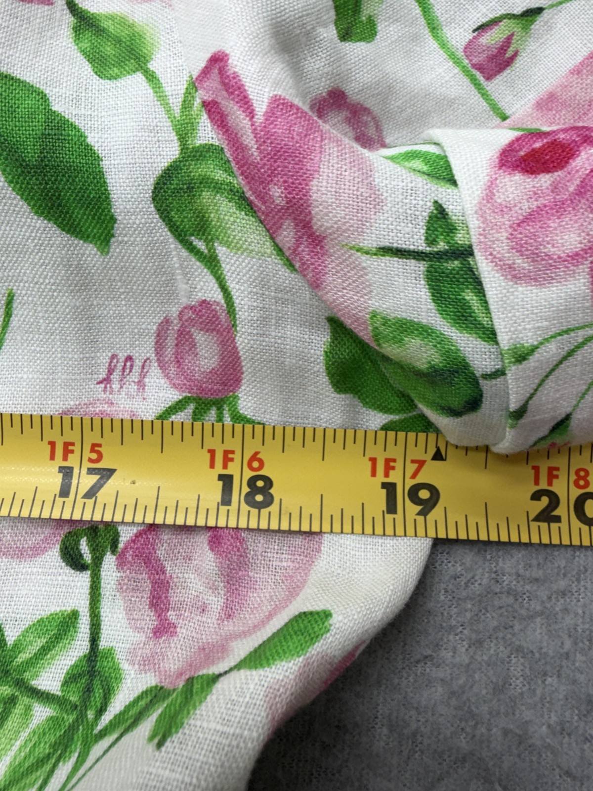 Hill House Laura Dress Womens Medium Pink Roses Linen Collared Belted Pockets