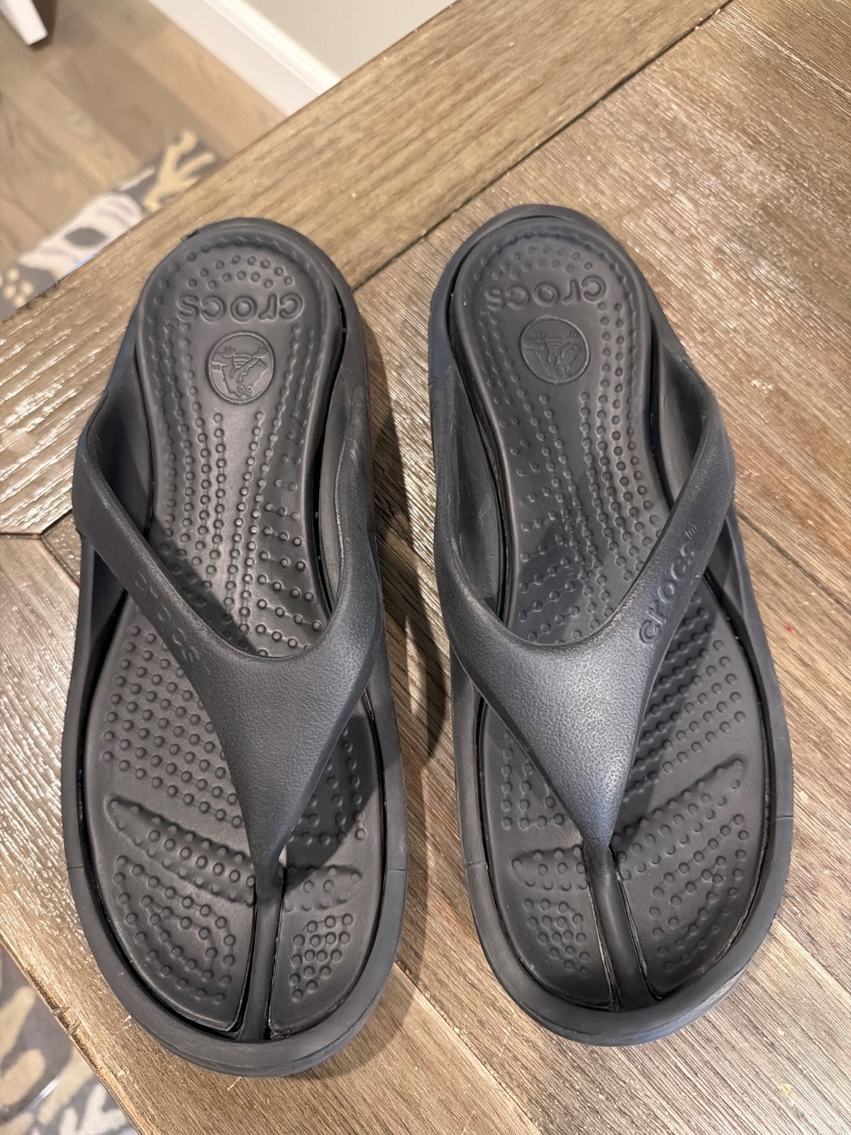 CROCS Black Athens Croslite Classic Flip Flops Comfort Thong Sandals M 10 W 12
