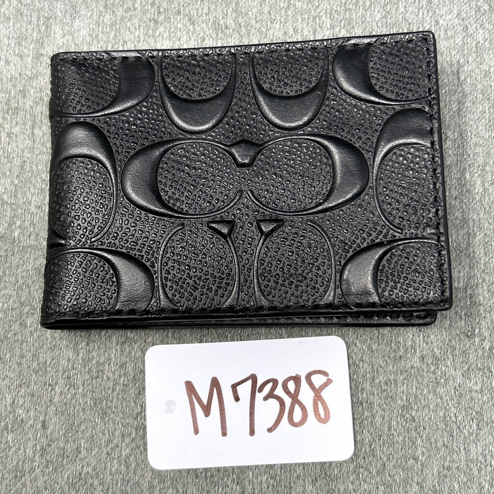 Coach Men’s Compact ID Credit Card Wallet Insert Replacement Black Logo Embossed