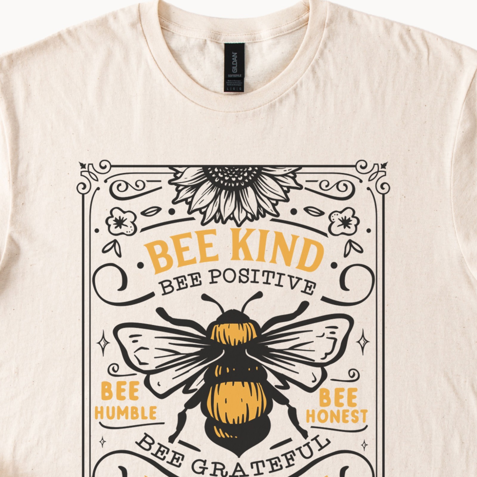 Bee Kind Grateful Humble Positive Shirt Inspirational Sunflower Bee Tee