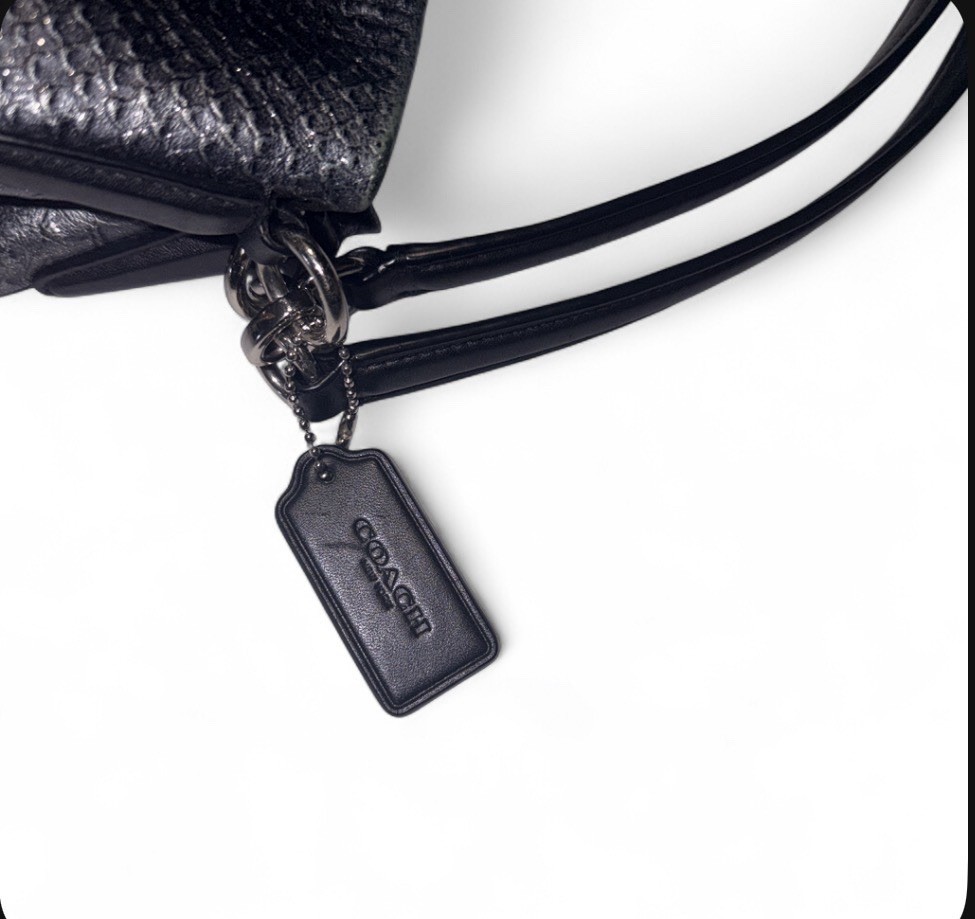 Coach Madison Phoebe Shoulder Bag in Metallic Snake-Embossed Leather