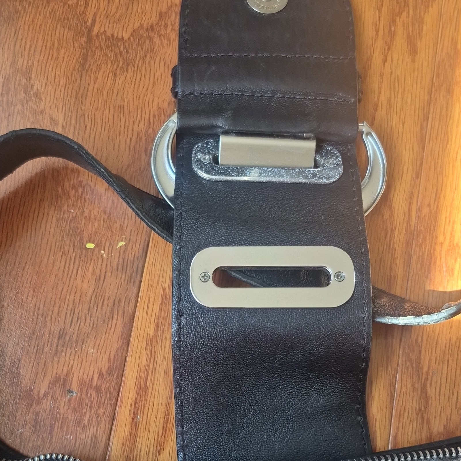 Michael Kors Black Crescent Shoulder Bag Silver Hardware Buckle Zipper Accent