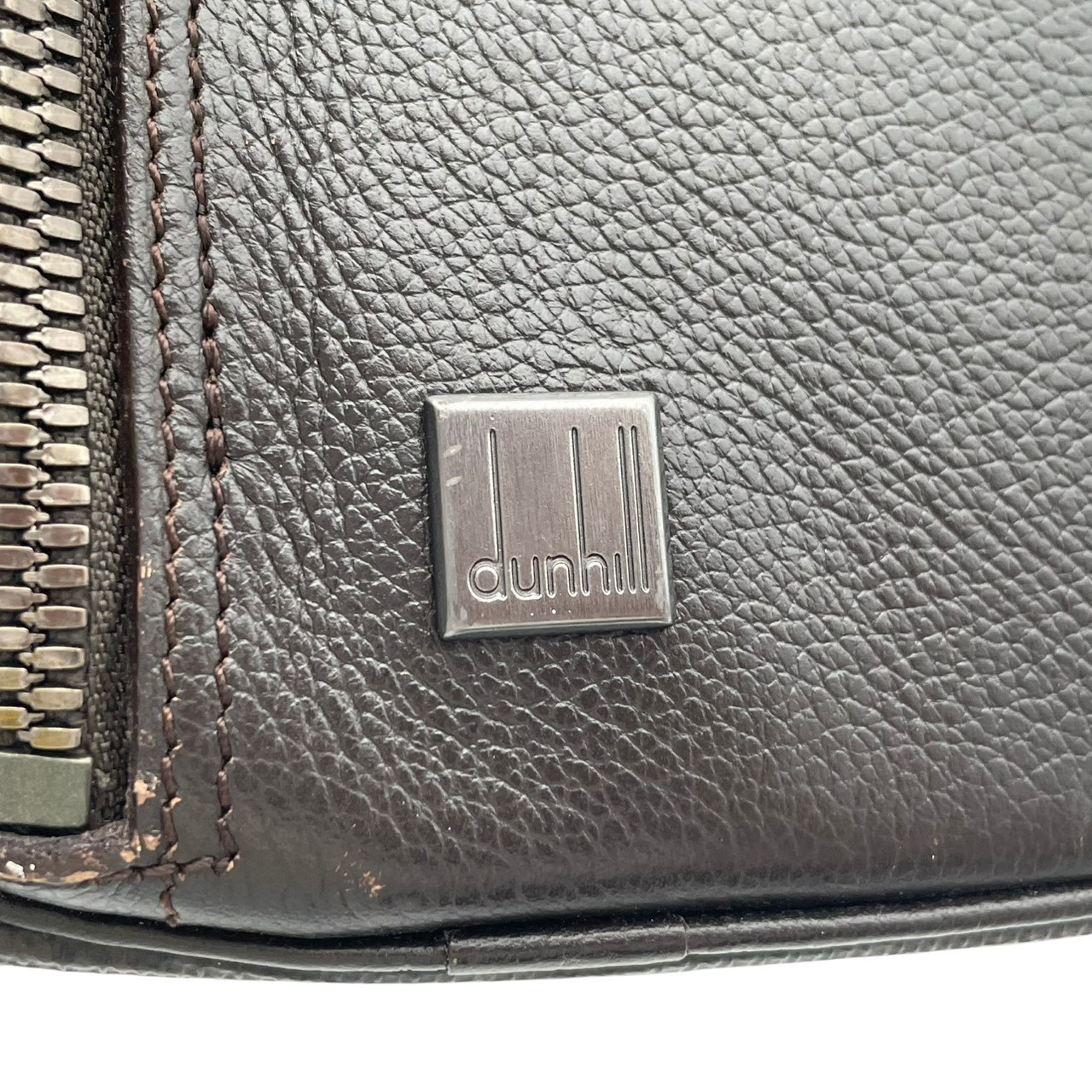 Authentic dunhill Leather 2WAY Briefcase Business Shoulder Bag Brown Mens