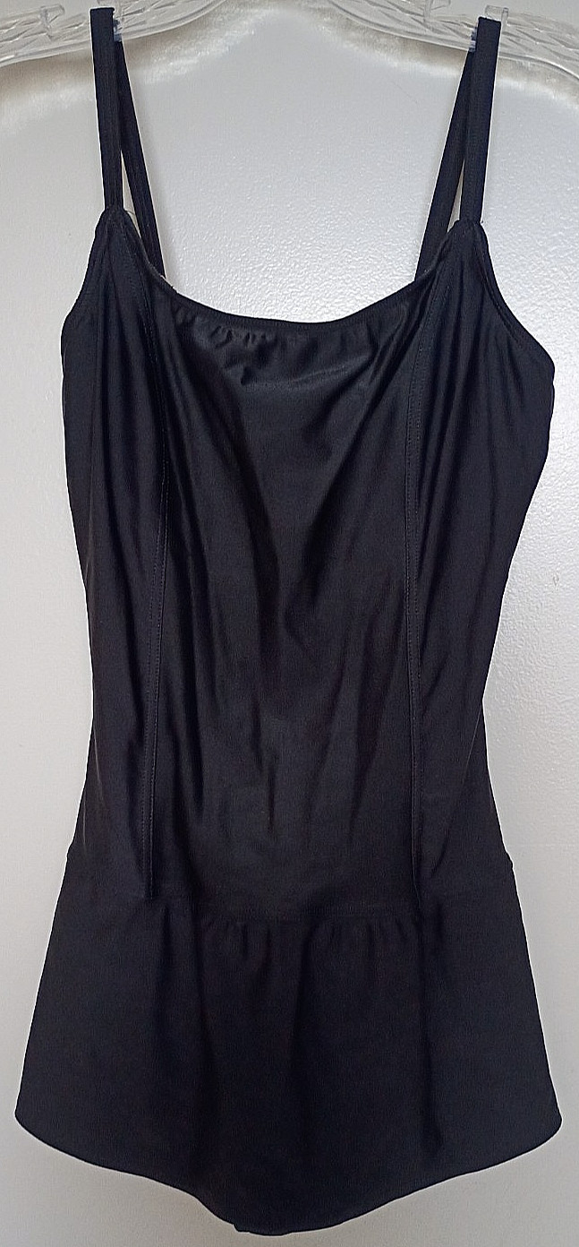 Christina 80% nylon, 20% spandex solid black skirted swimsuit Size 14