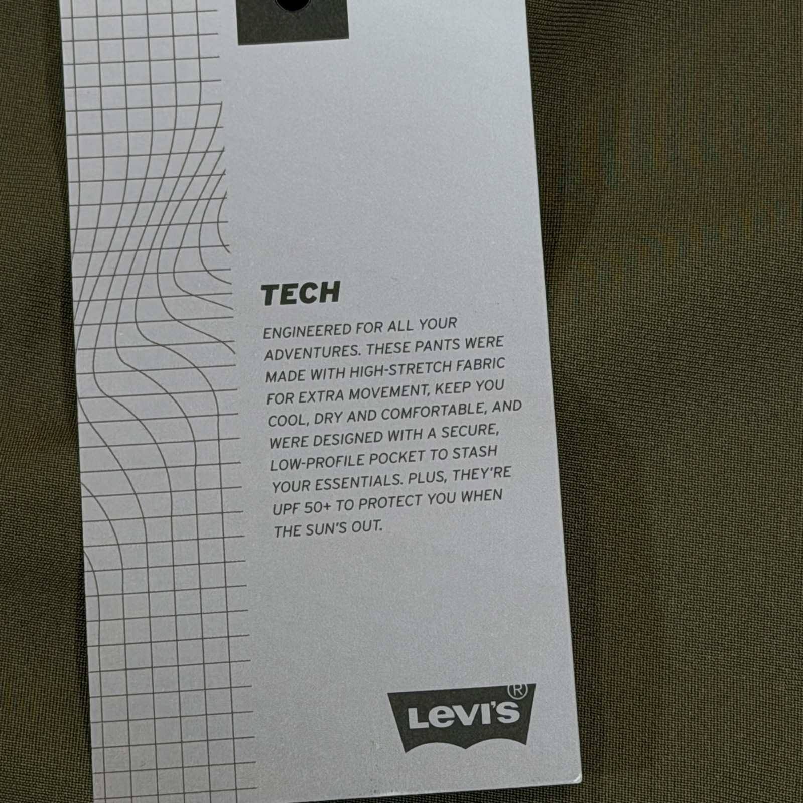Levis Mens 514 Straight Fit Tech Pants Crocodile Brown Stretch Fit Cooling 40×30