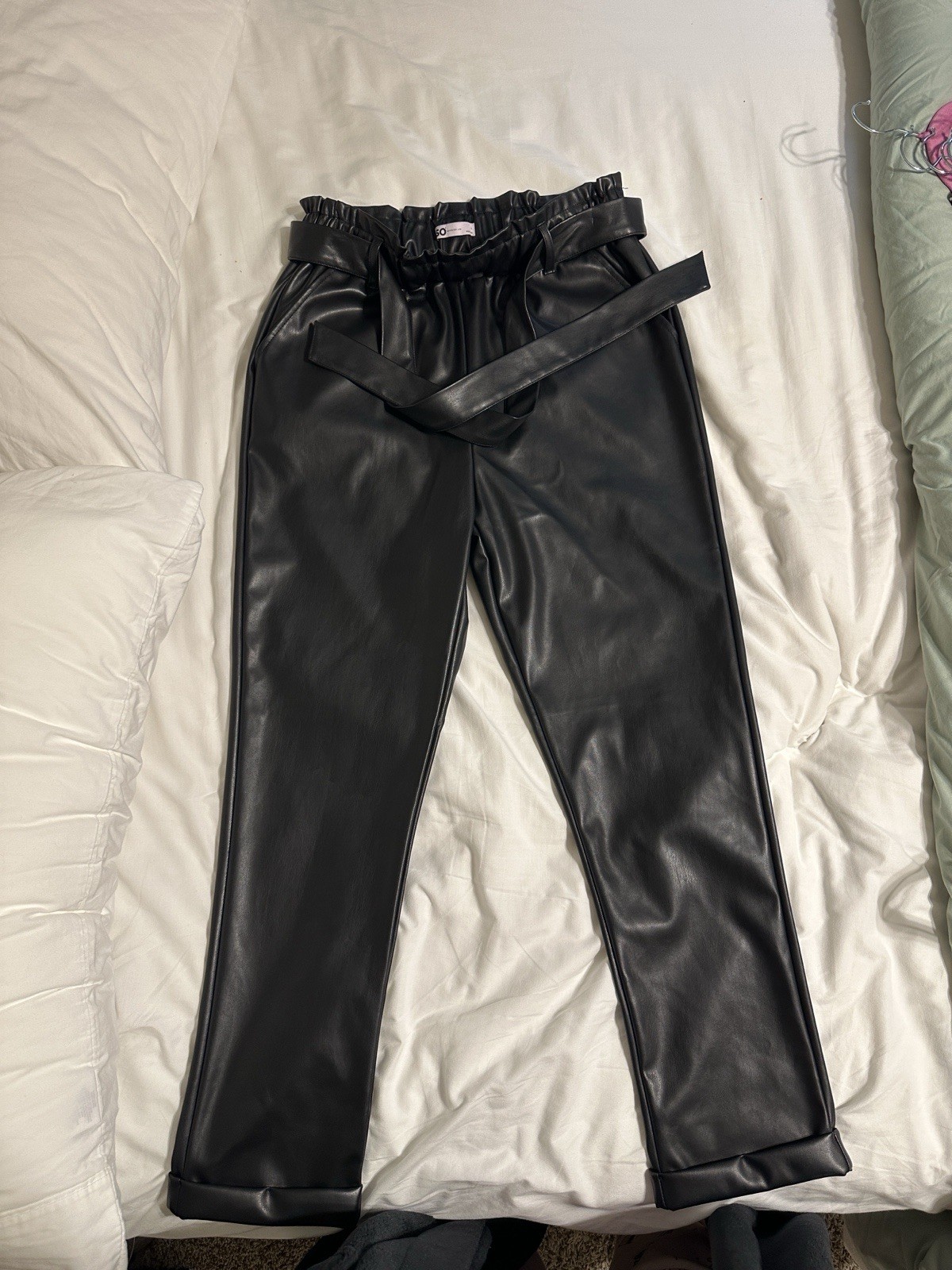 SO Faux Leather Jogger Pants, NEW, Black, Pockets, Size XL