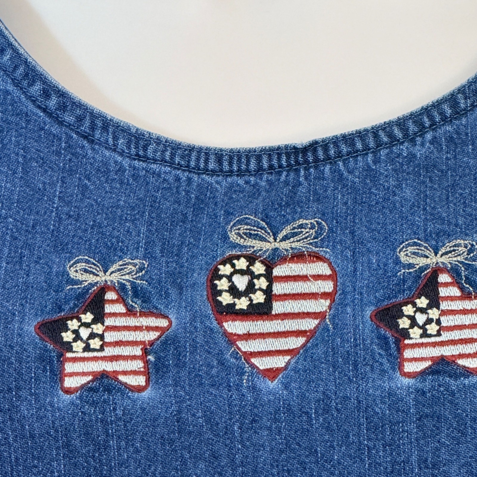 Christopher & Banks Womens Denim Jumper Dress Blue S 100% Cotton Patriotic