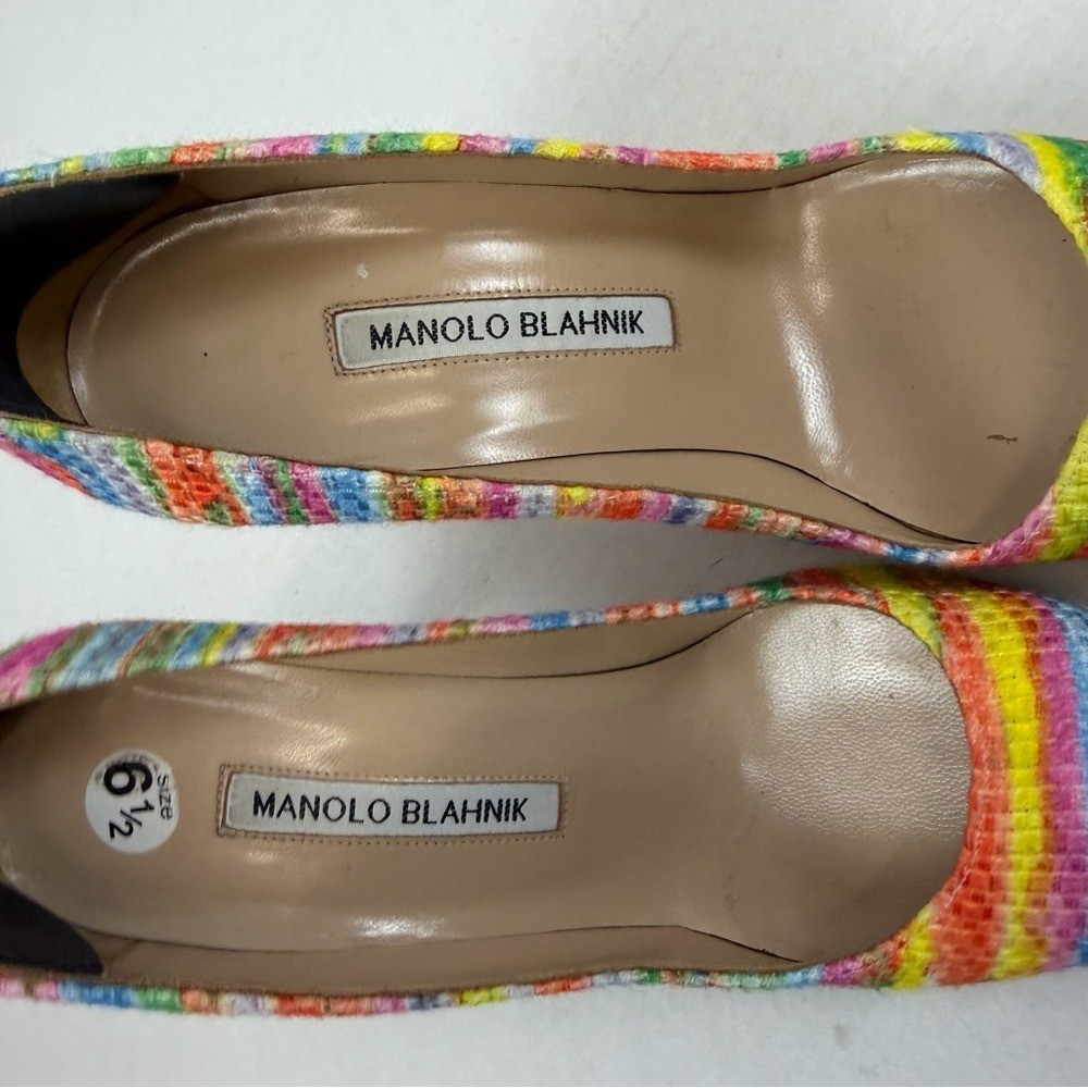 Manolo Blahnik BB 105 Multicolor Fabric Heels Size 37 (US 6.5–7) Colorful