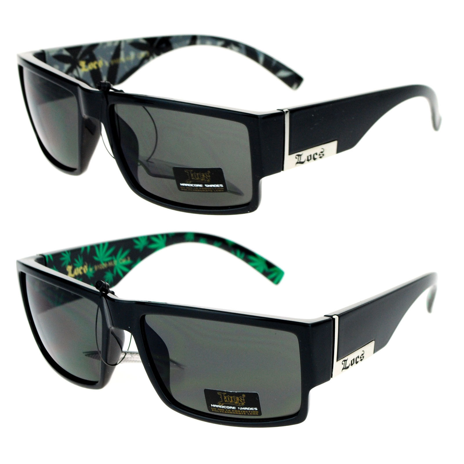 Locs Marijuana Pot Leaf Print Rectangular Mad Dog Sunglasses