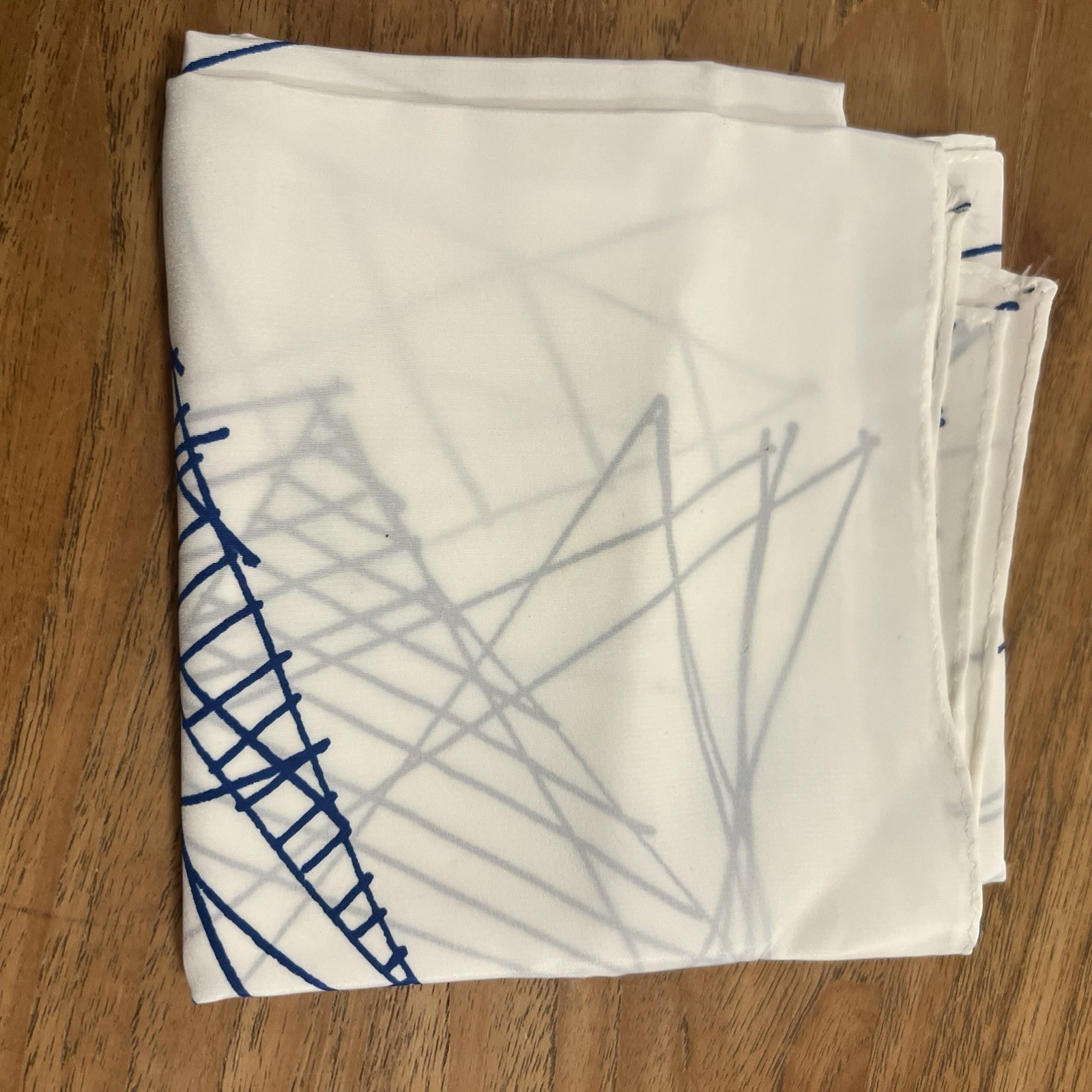 Vera Sketch Lines Drawing Cream Blue Square Scarf 20.5″ Perfect