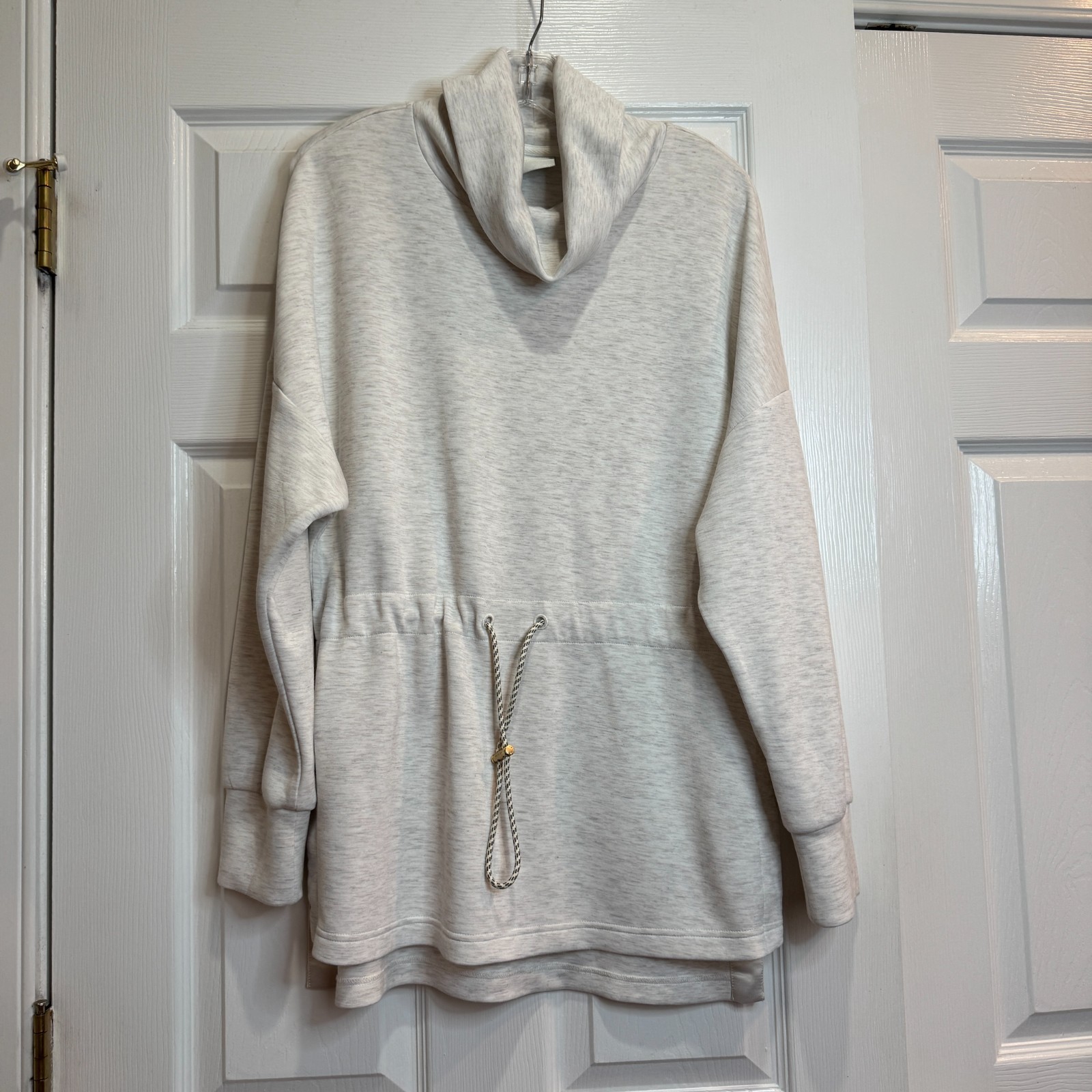 Varley Freya Ivory Marl Doublesoft Funnel Neck Tunic Sweatshirt Womens Large