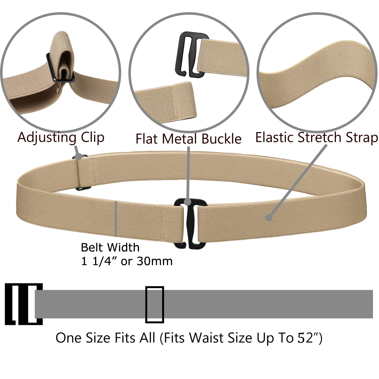 4 Piece Women Elastic Stretch Belt Invisible No Show Waist Belt with Flat Buckle